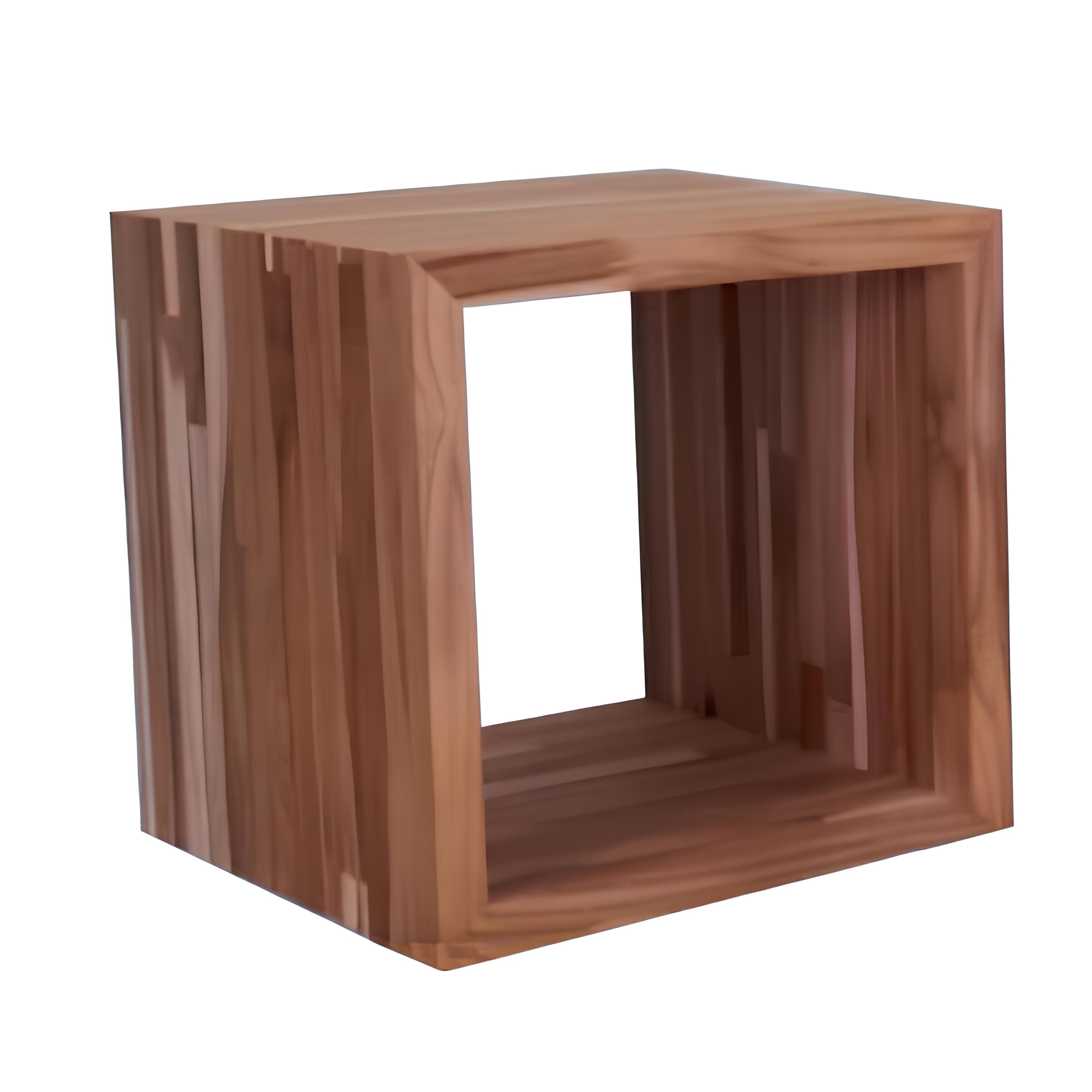 PEDESTAL CUBO MADEIRA TECA 24X24CM      