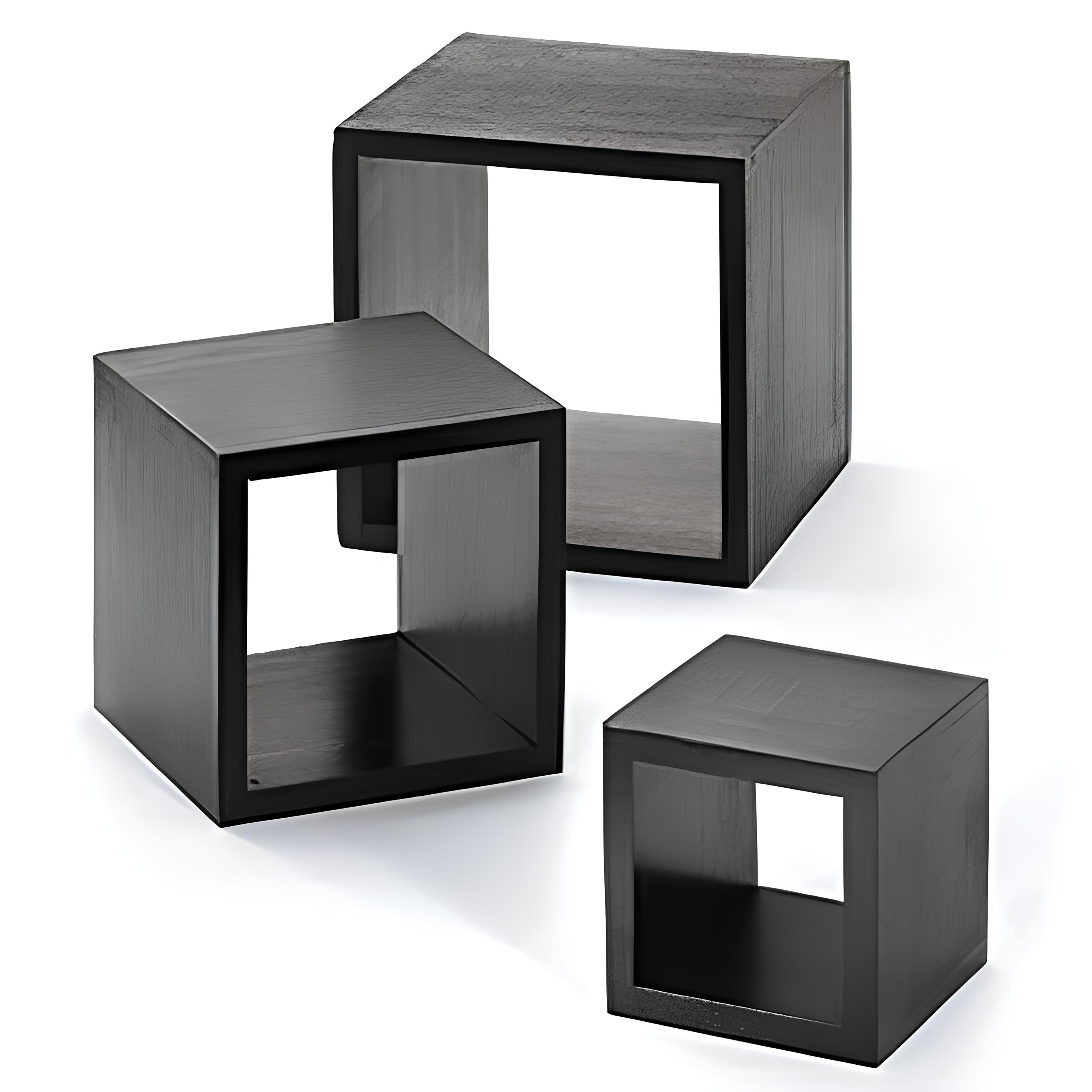 KIT 3 PEDESTAIS CUBO BUFFET MADEIRA PINUS ESCURA 13X18X22CM  