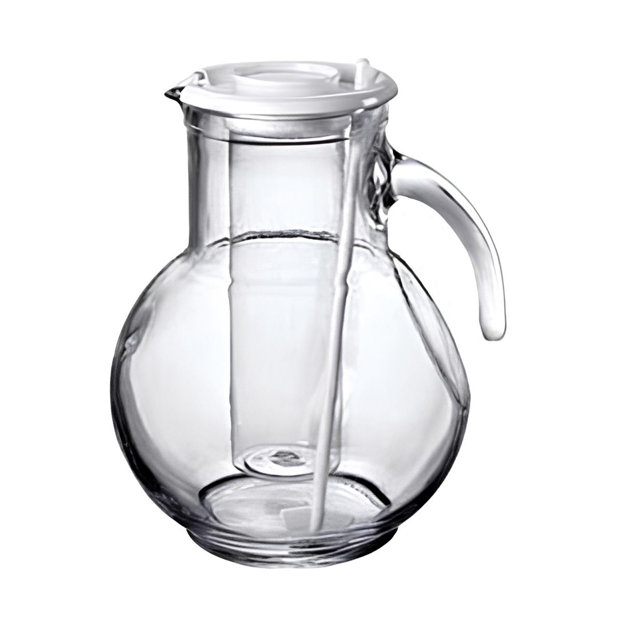 JARRA VIDRO TUBO GELO/MISTURADOR 2,15L 21CM TAMPA BRANCA   