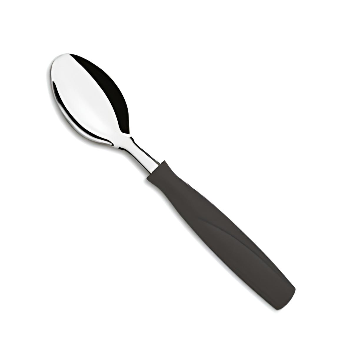 COLHER MESA INOX CABO PLÁSTICO PRETO 19CM    
