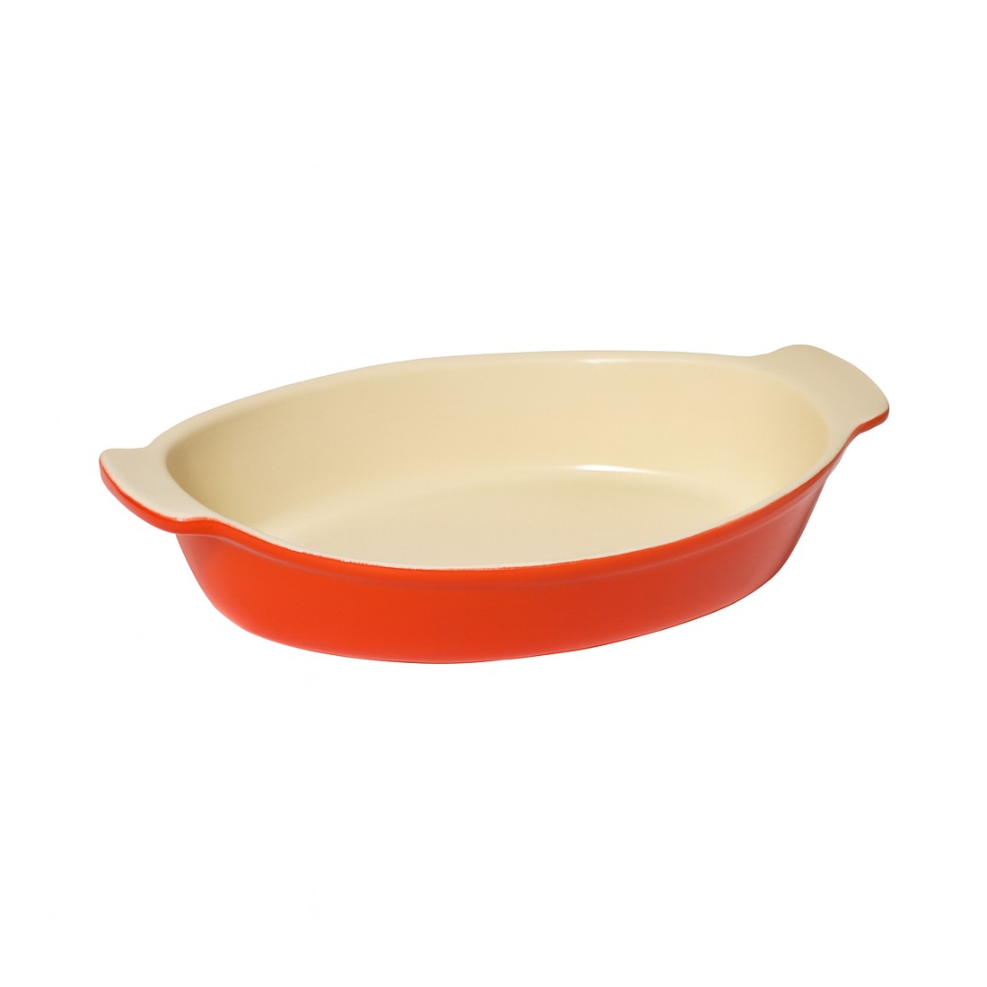 TRAVESSA OVAL FERRO FUNDIDO 20X14CM 480ML ESMALTE LARANJA   
