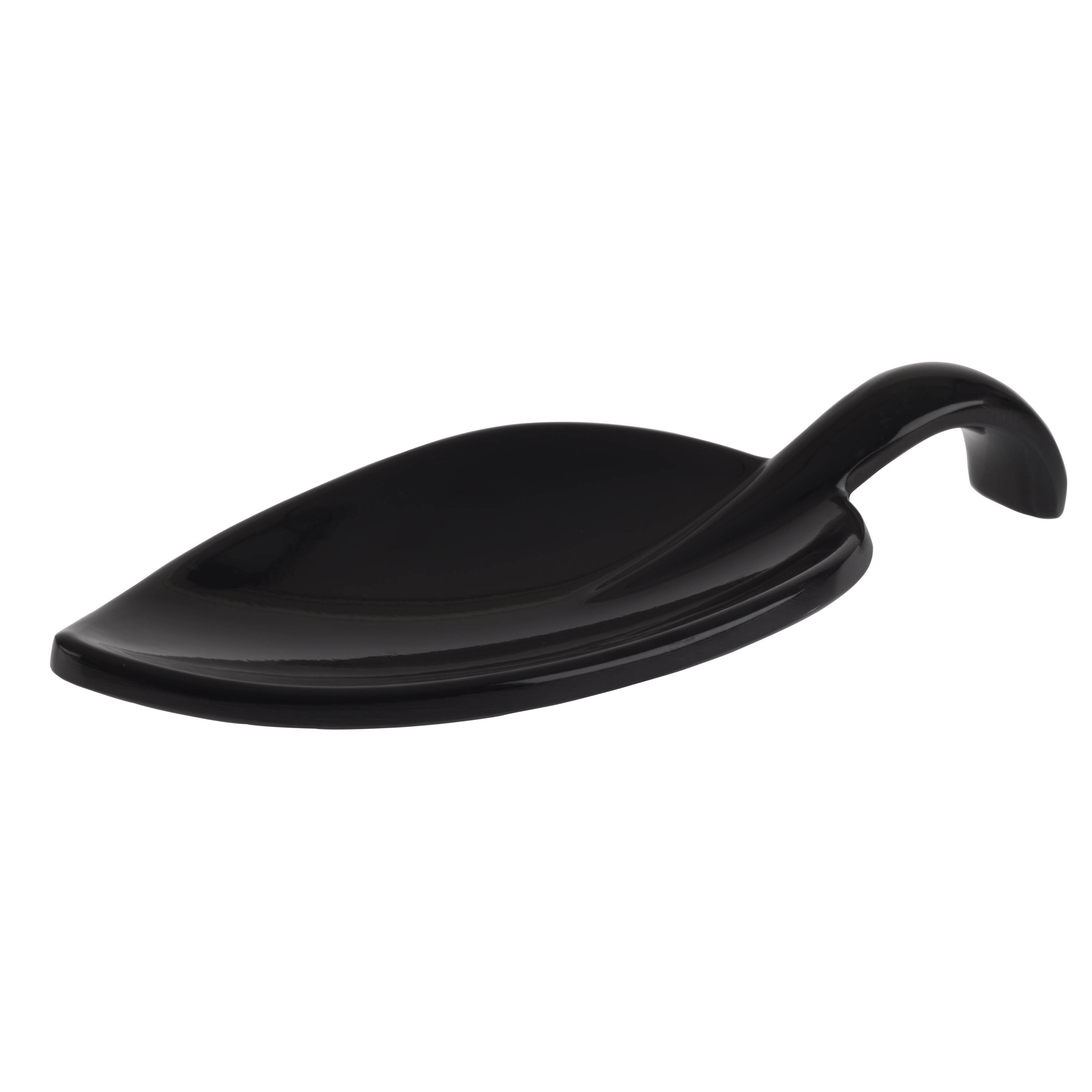 MINI COLHER MELAMINA FOLHA 10X4CM LEAF PRETA    