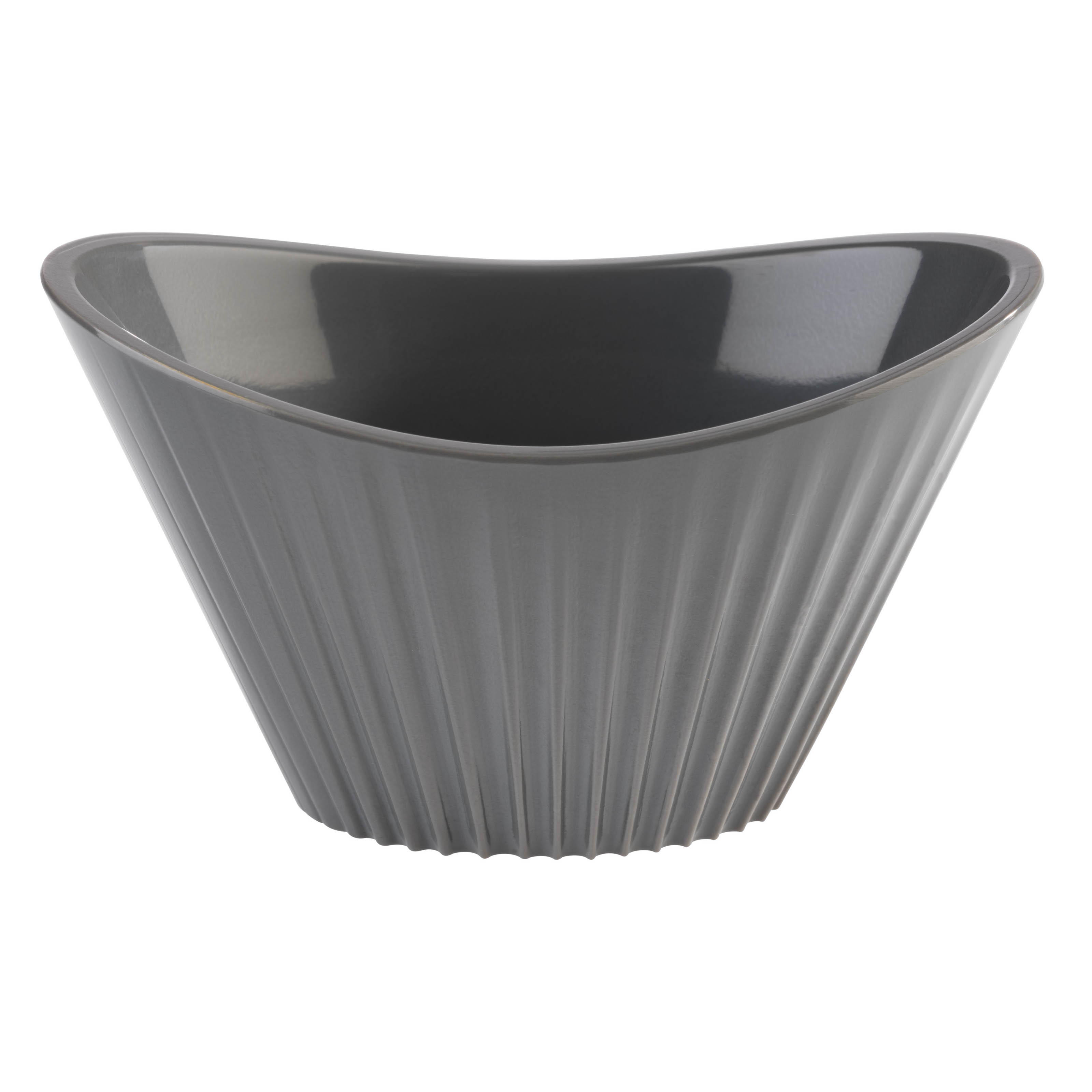 MINI BOWL OVAL CANELADO MELAMINA 9,5X5,5CM 70ML GRAFITE   