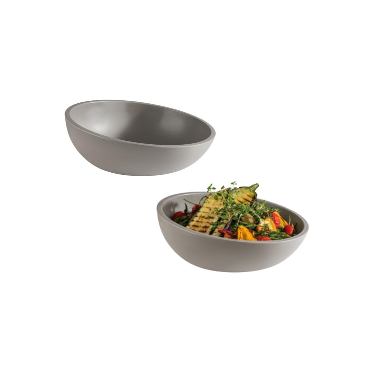 BOWL INCLINADO MELAMINA 26CM 1,45L ELEMENT LOOK CINZA   