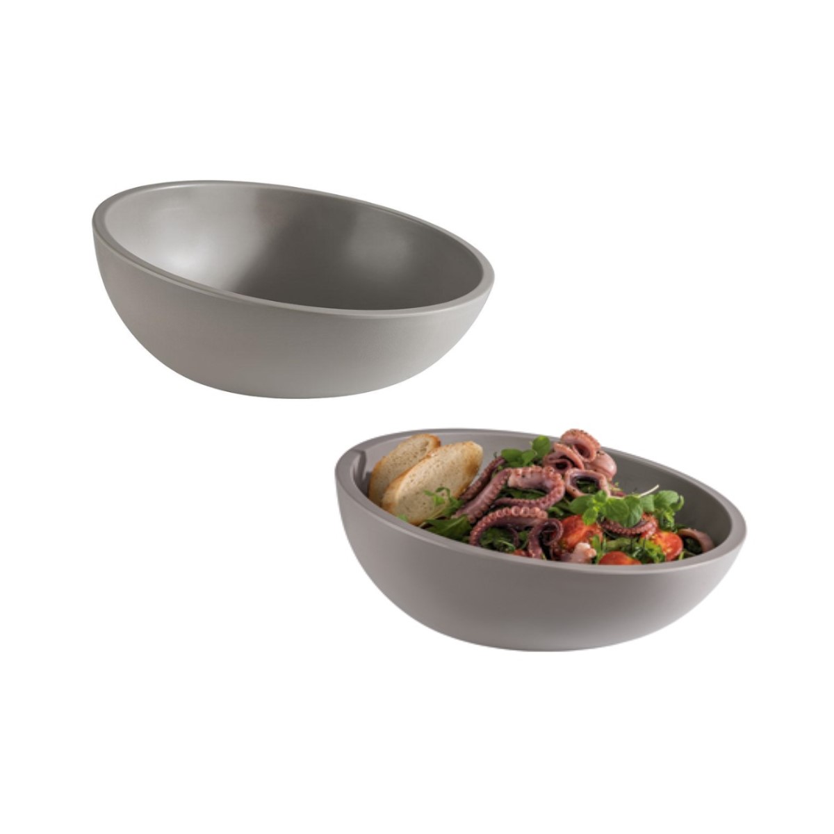BOWL INCLINADO MELAMINA 30CM 2,3L ELEMENT LOOK CINZA   