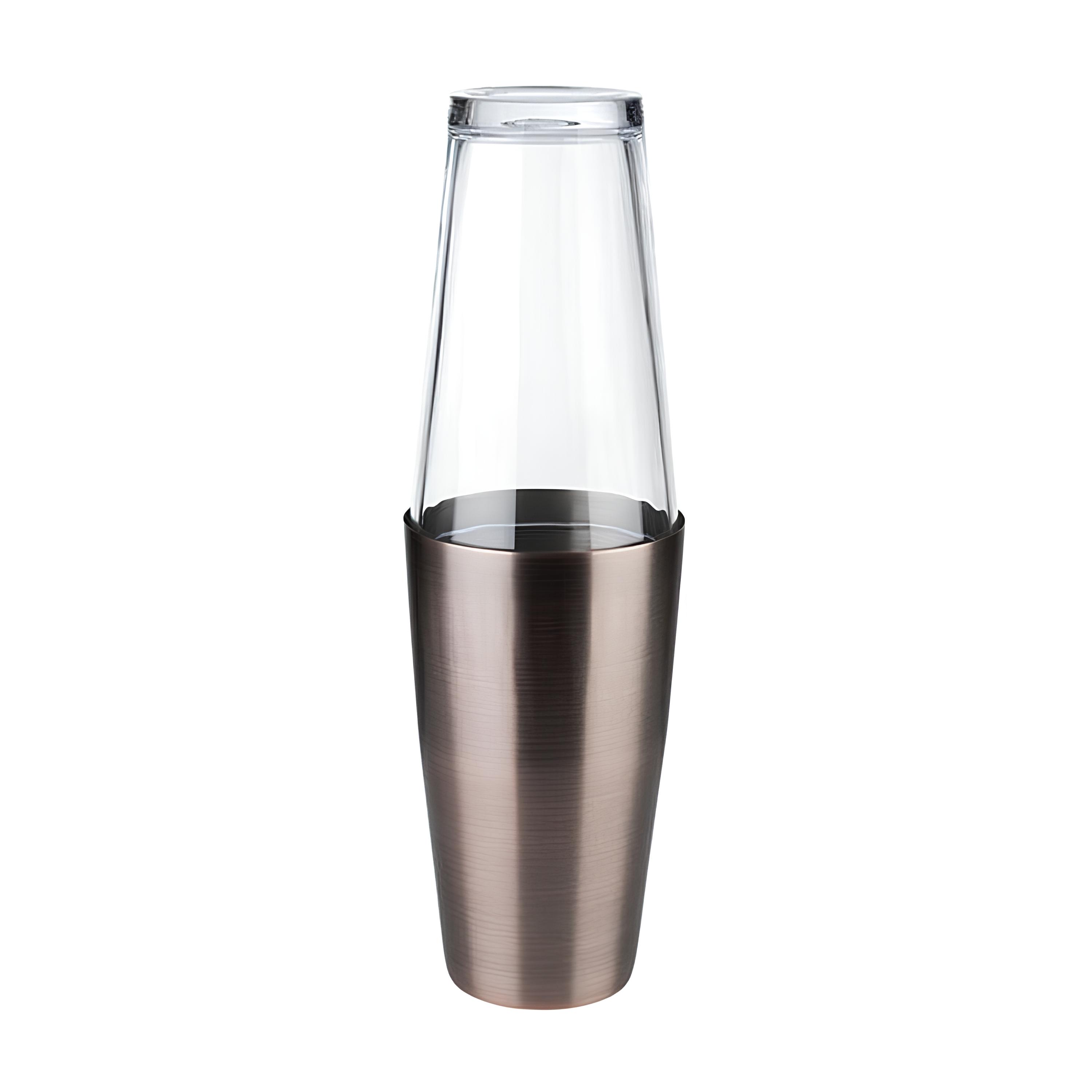 KIT 2 PEÇAS BOSTON SHAKER INOX/VIDRO 9CM 700X400ML COBRE ENVELHECIDO 