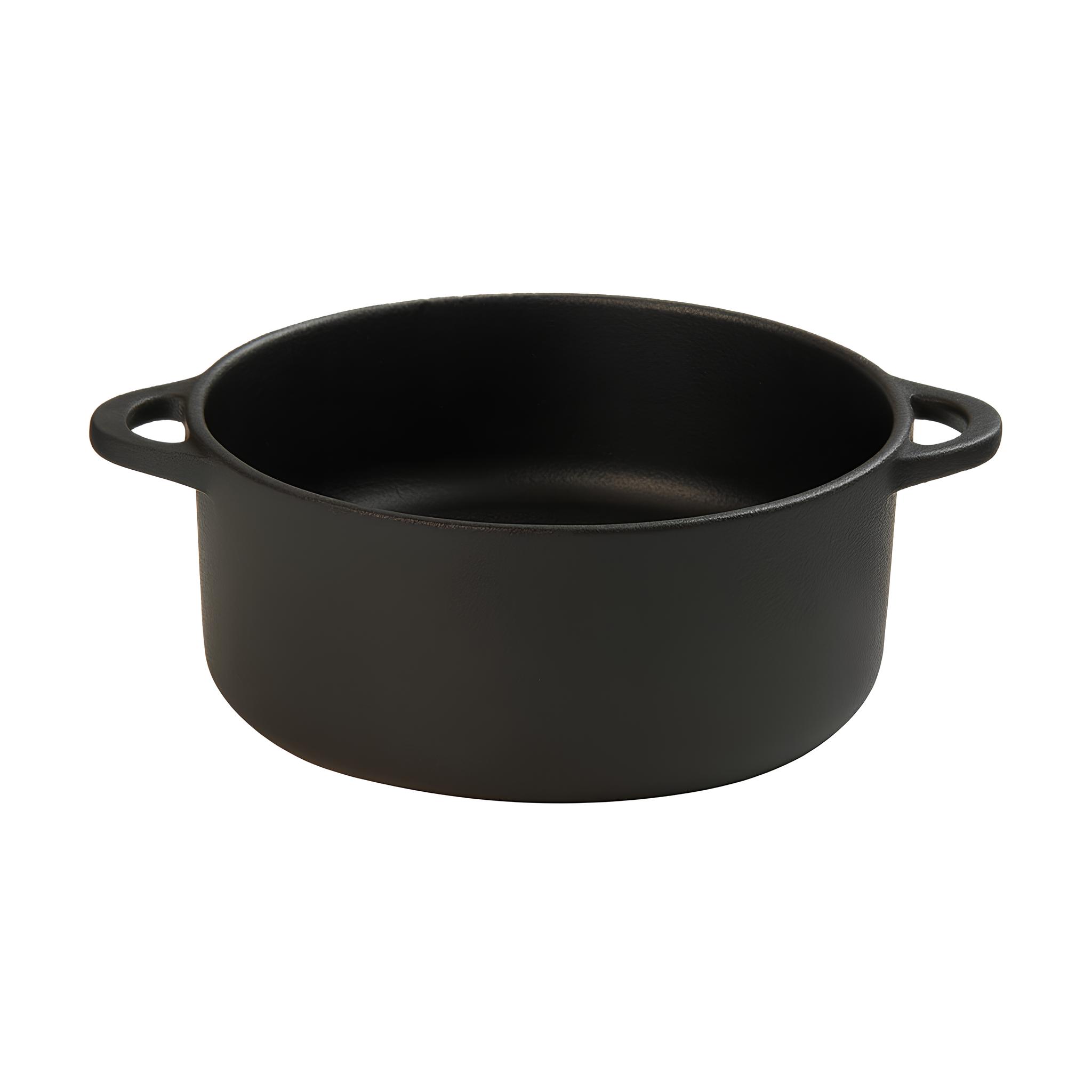 MINI CAÇAROLA FERRO FUNDIDO 14CM 750ML PINTURA PRETA BRILHO DOCHEF 