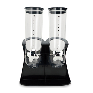 DISPENSER CEREAIS PLÁSTICO DUPLO 2X 1,5L 28X14CM H41CM PRETO