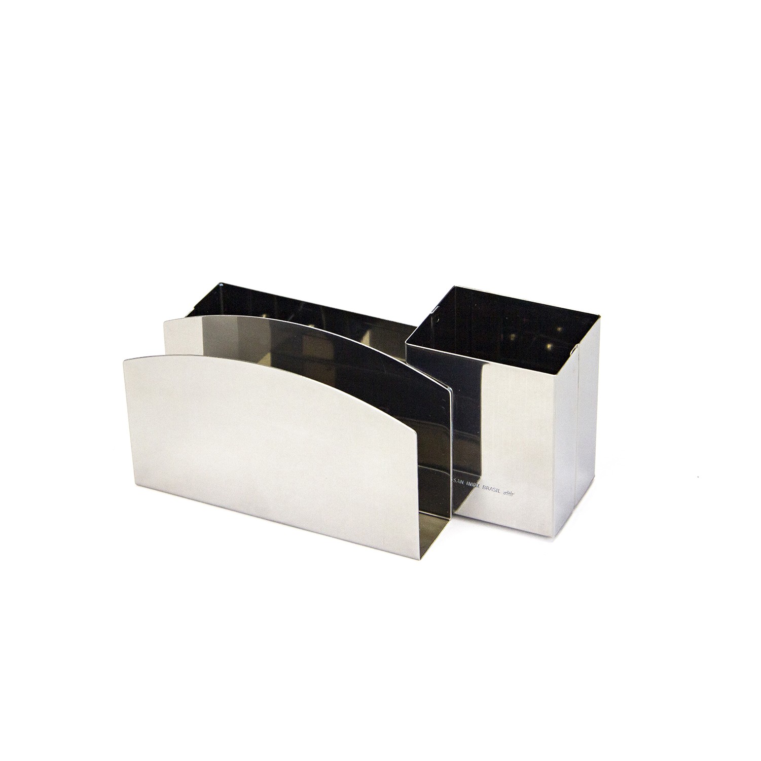 PORTA SACHÊ/GUARDANAPOS 2 DIVISÕES INOX 14,5X6,7CM     