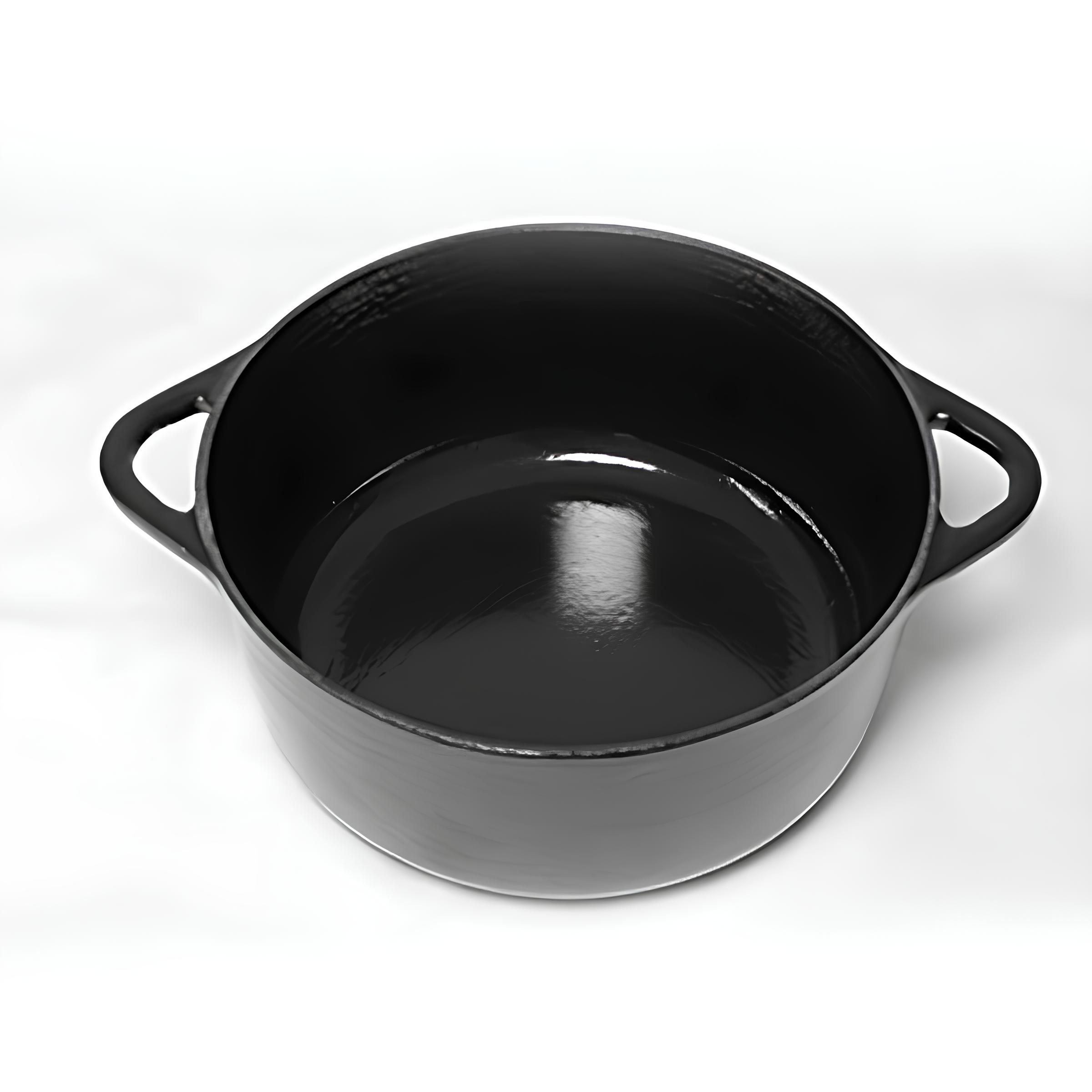 CAÇAROLA FERRO FUNDIDO 24CM 4L ESMALTE PRETO FOSCO GRAND CHEF 