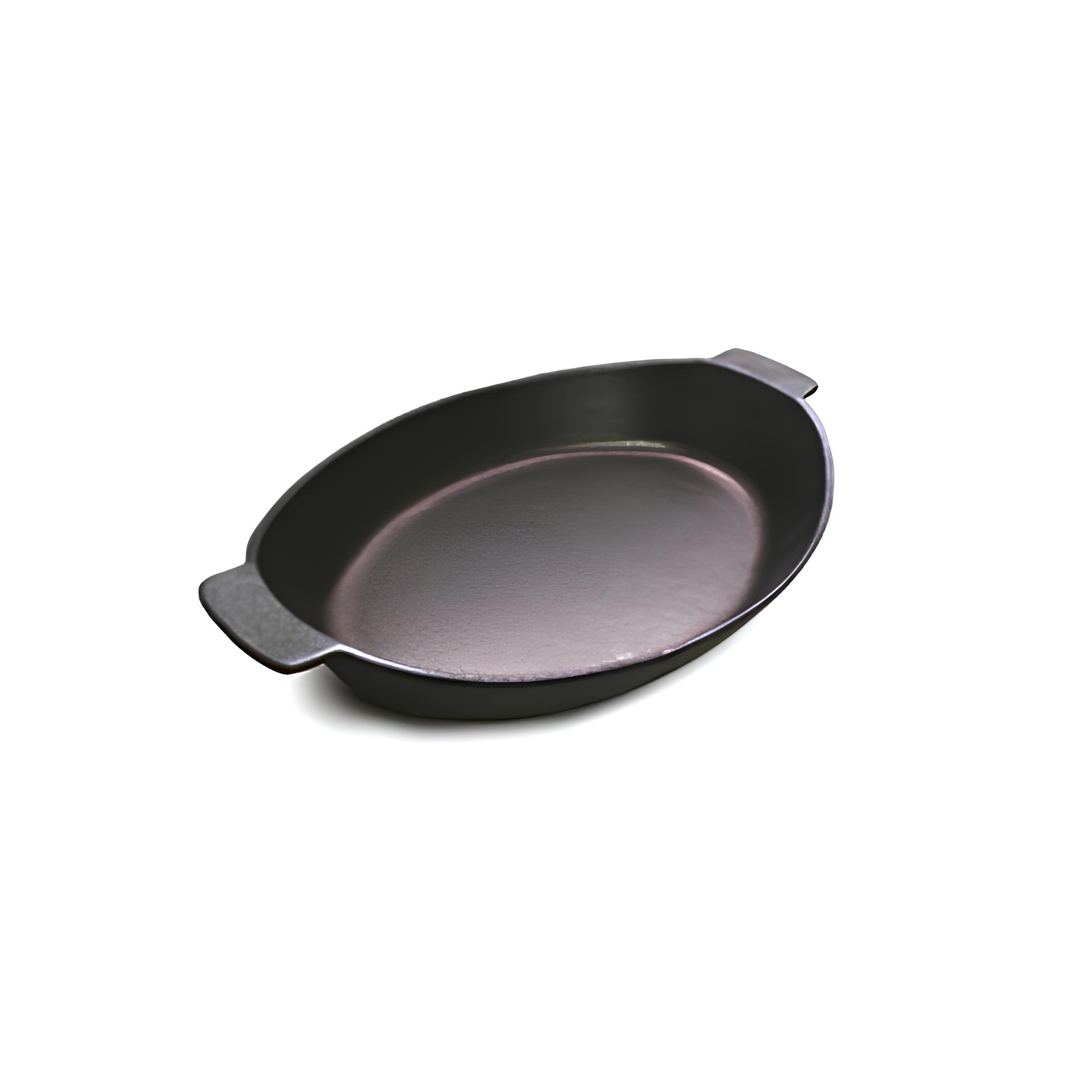 TRAVESSA OVAL FERRO FUNDIDO 20X14CM 480ML ESMALTE PRETO FOSCO GRAND 