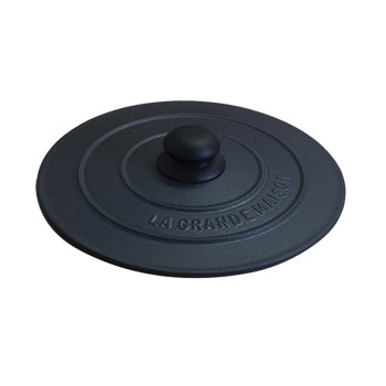 MINI TAMPA FERRO FUNDIDO 10CM POMEL BAQUELITE ESMALTE PRETO FOSCO 
