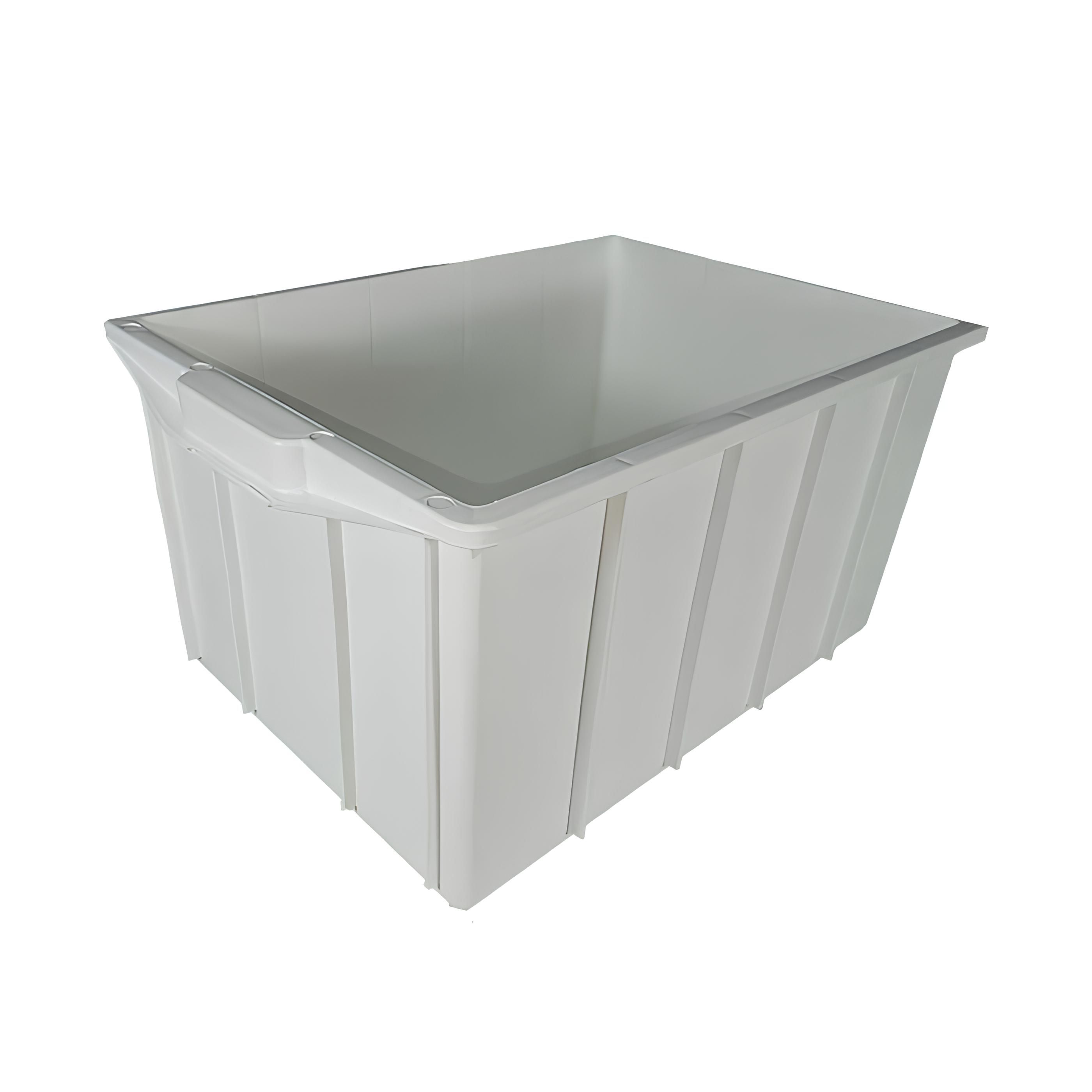 CAIXA PLÁSTICA MONOBLOCO EMPILHÁVEL SEM TAMPA 54X37CM 38L BRANCA  