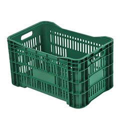 CAIXA HORTIFRUTI EMPILHÁVEL PLÁSTICA 50L 55X36CM VERDE    