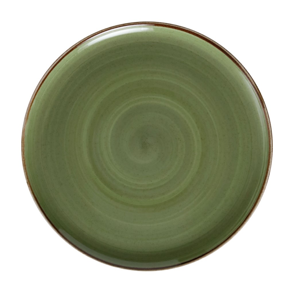 PRATO MESA PORCELANA 28CM 2CM VERDE OLIVA ARTISAN   