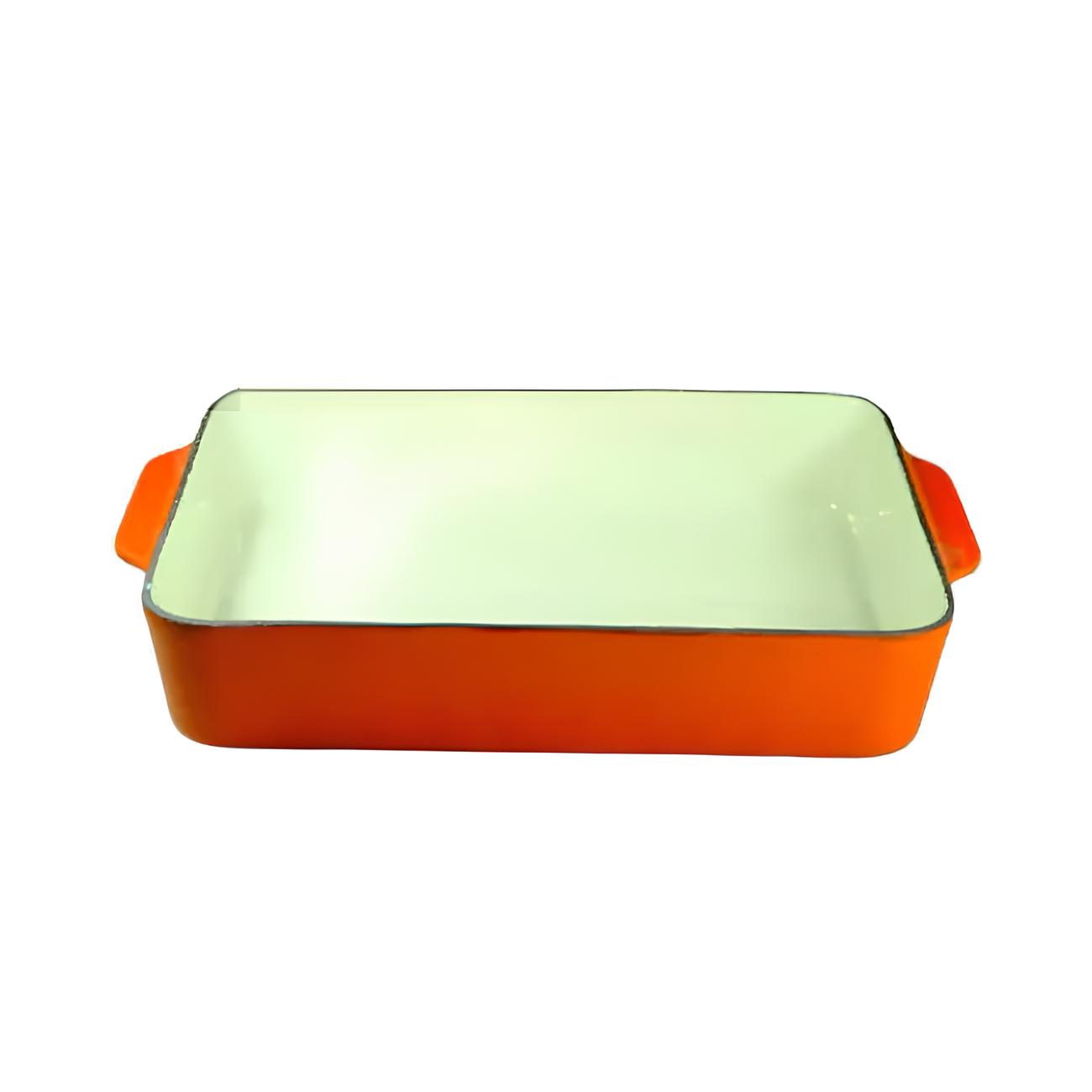 TRAVESSA FUNDA ALÇA FERRO FUNDIDO 32X24,5CM 4L ESMALTE LARANJA  