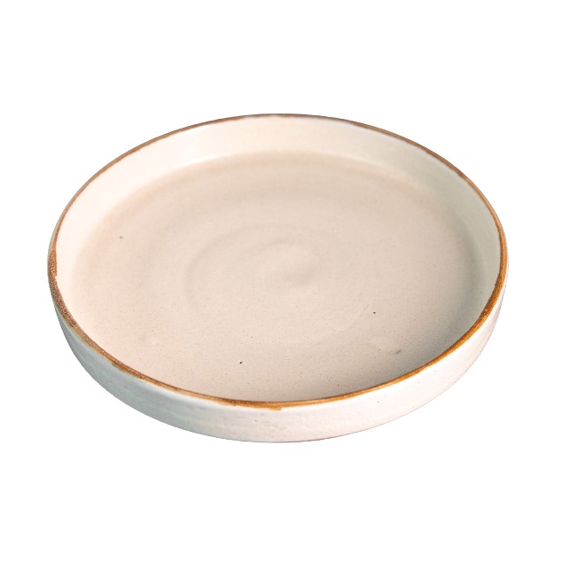 PRATO FUNDO CERÂMICA 24CM 3CM BRANCO BORDA CASCALHO ANGICO  