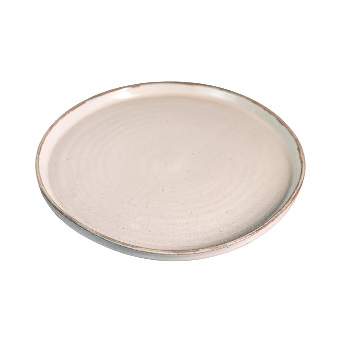 PRATO SOBREMESA CERÂMICA 20CM 2CM BRANCO BORDA CASCALHO ANGICO  