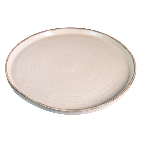 PRATO MESA CERÂMICA 28CM 2,5CM BRANCO BORDA CASCALHO ANGICO  