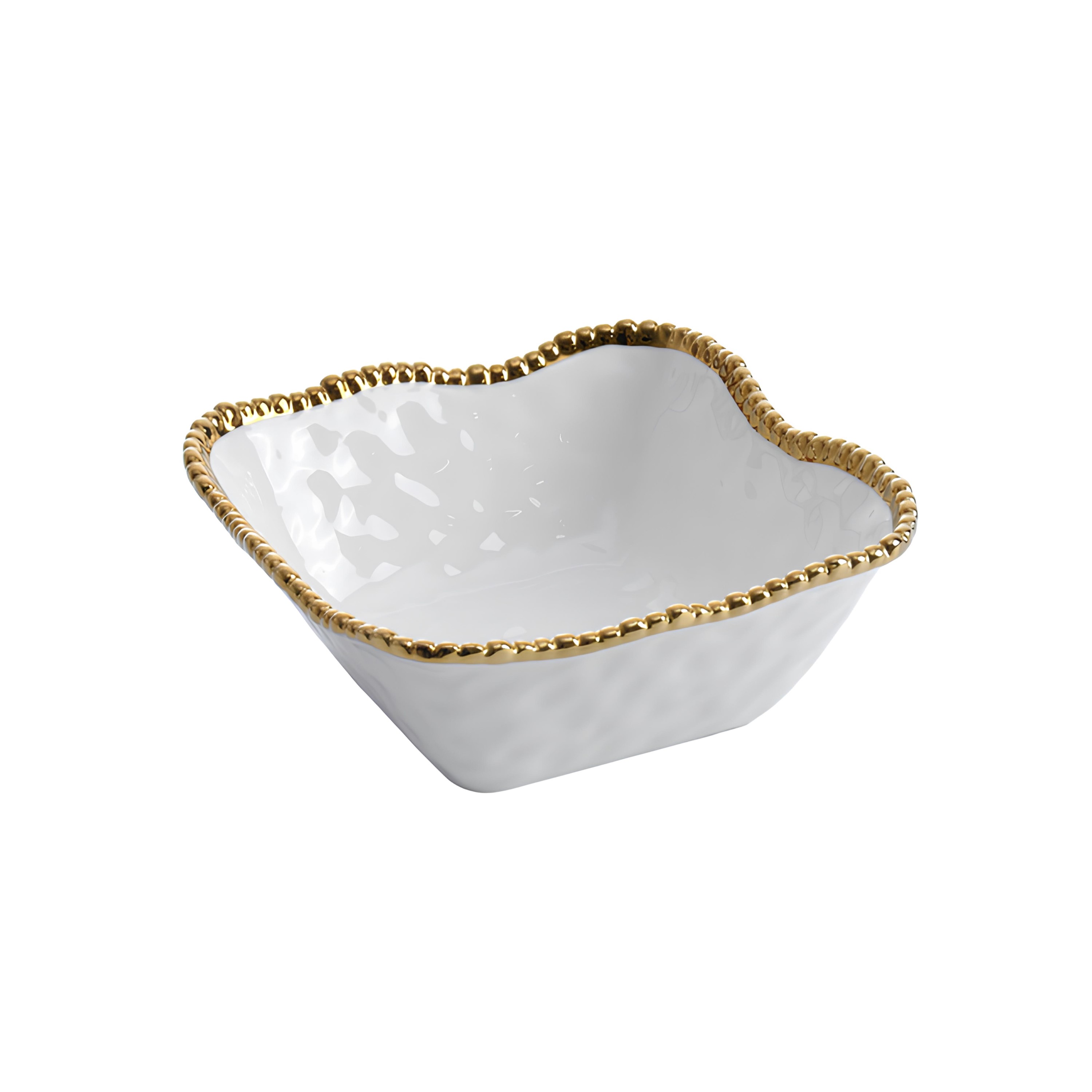 BOWL PORCELANA BORDA TITÂNIO DOURADO 21,6X21,6CM GOLDEN SALERNO   