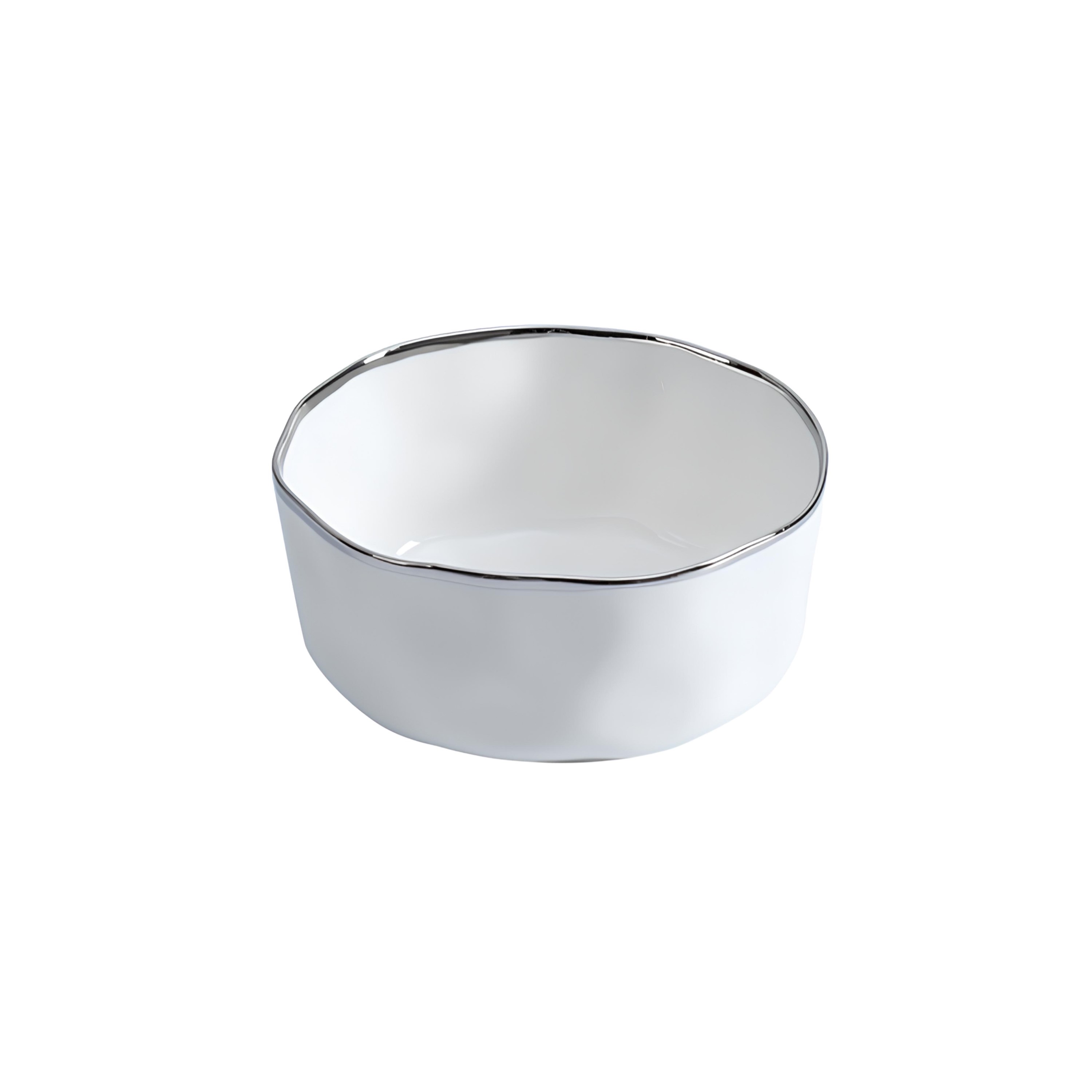 BOWL PORCELANA BORDA TITÂNIO PRATA 20,5CM BIANCA    