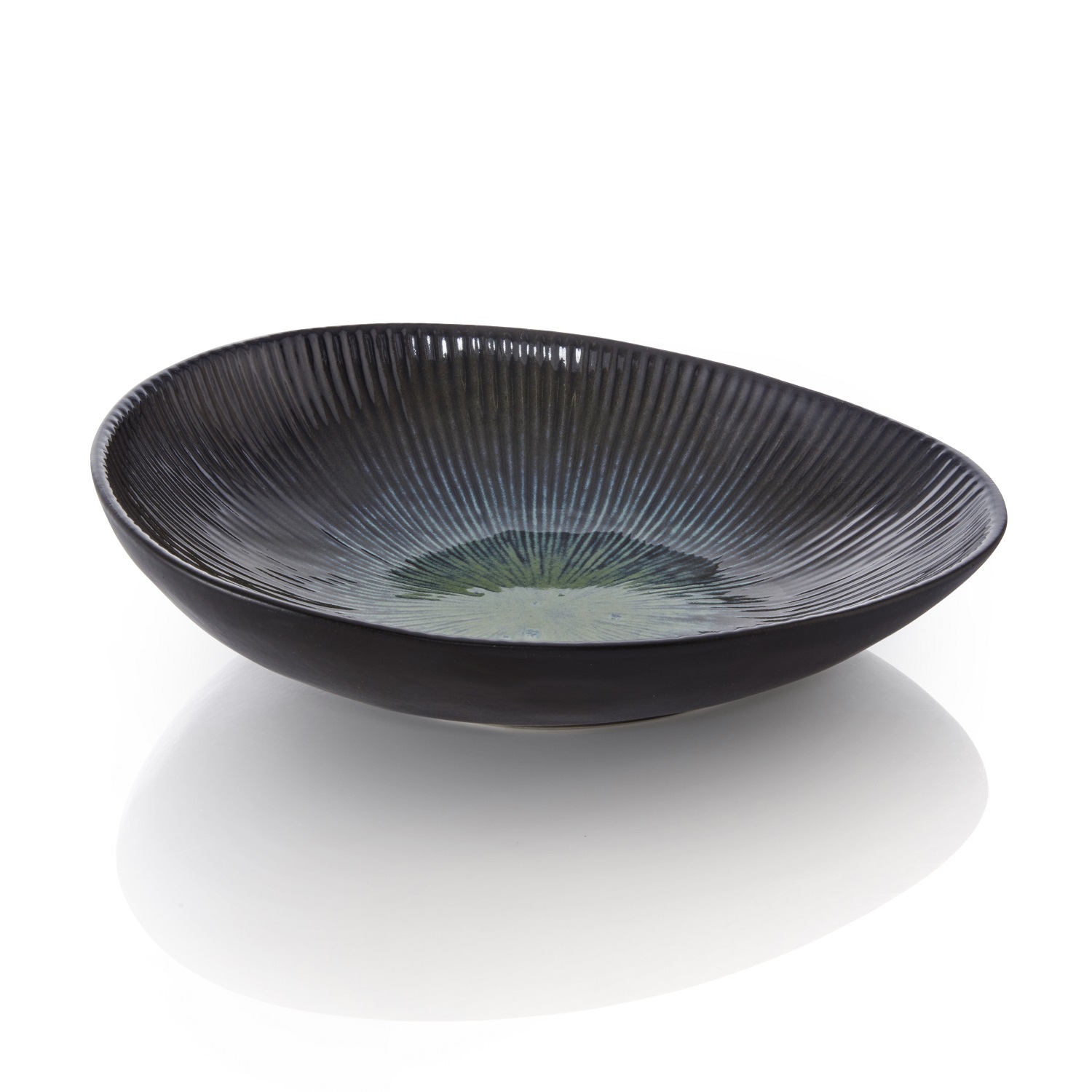 BOWL ASSIMÉTRICO OVAL CERÂMICA 26X23CM 1,3L VERDE DEEP OCEAN STYLE 