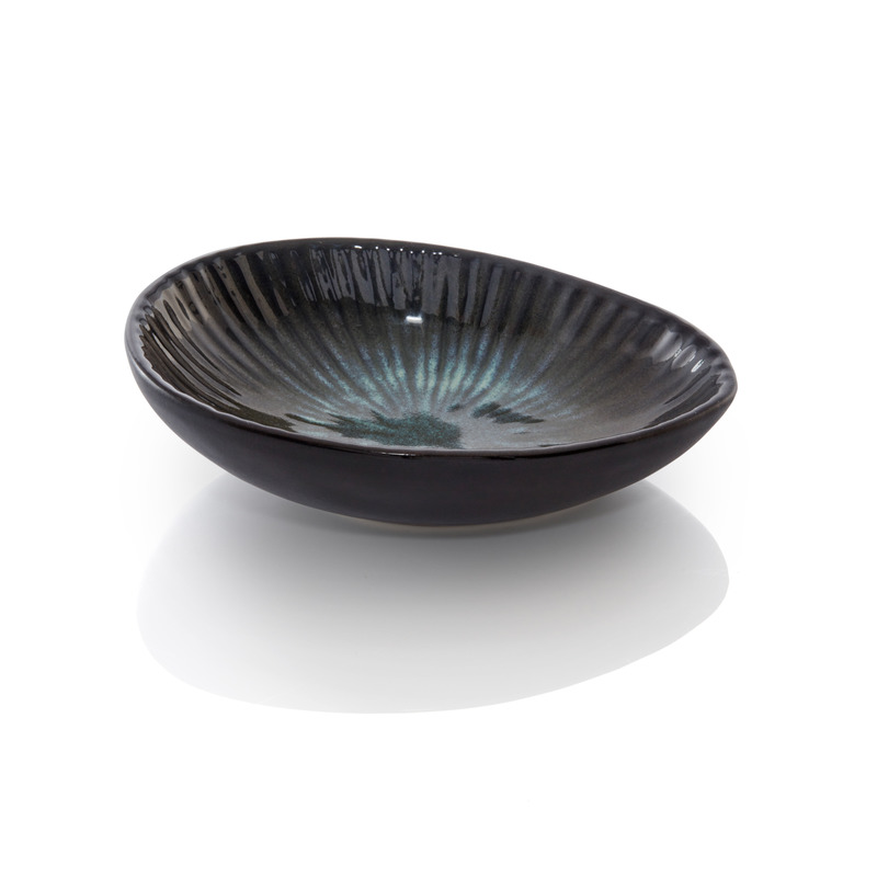 BOWL ASSIMÉTRICO OVAL CERÂMICA 12X9CM 100ML VERDE DEEP OCEAN STYLE 
