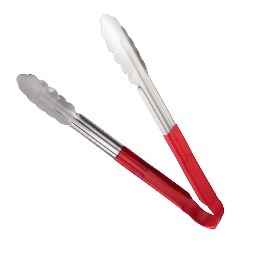 PEGADOR INOX 31CM CABO VERMELHO      