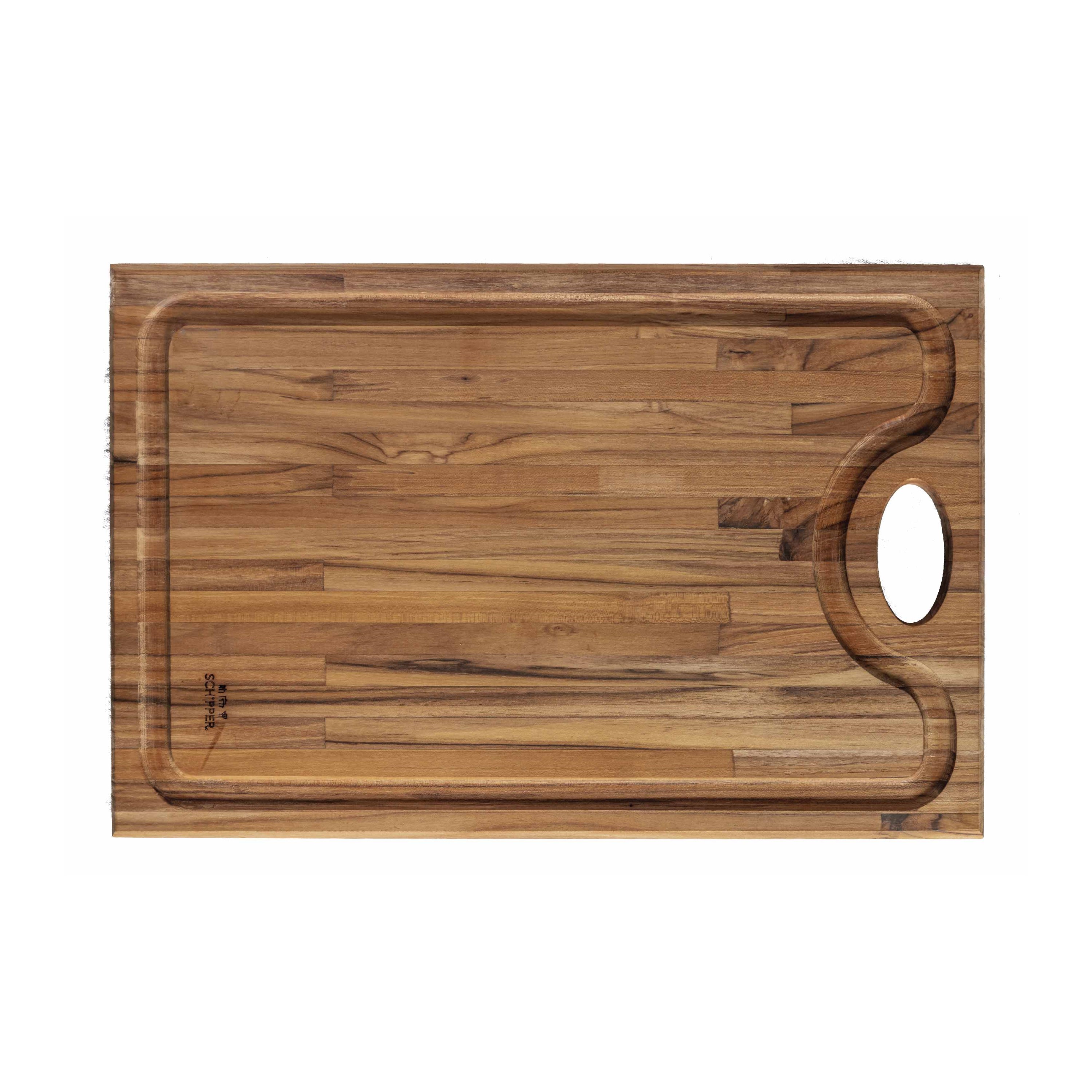 TÁBUA MADEIRA TECA CANALETA ALÇA 47X29CM     
