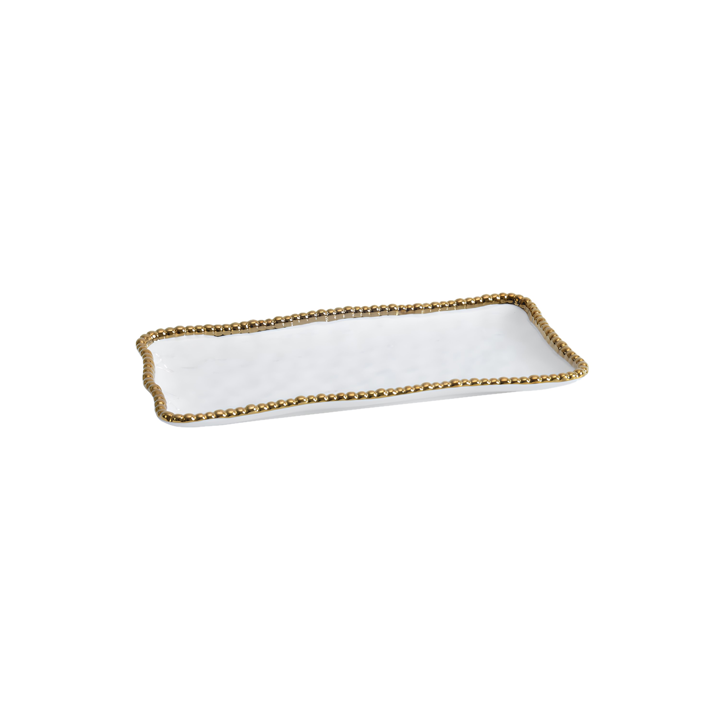 TRAVESSA PORCELANA BORDA TITÂNIO DOURADO 25,5X13CM GOLDEN SALERNO   