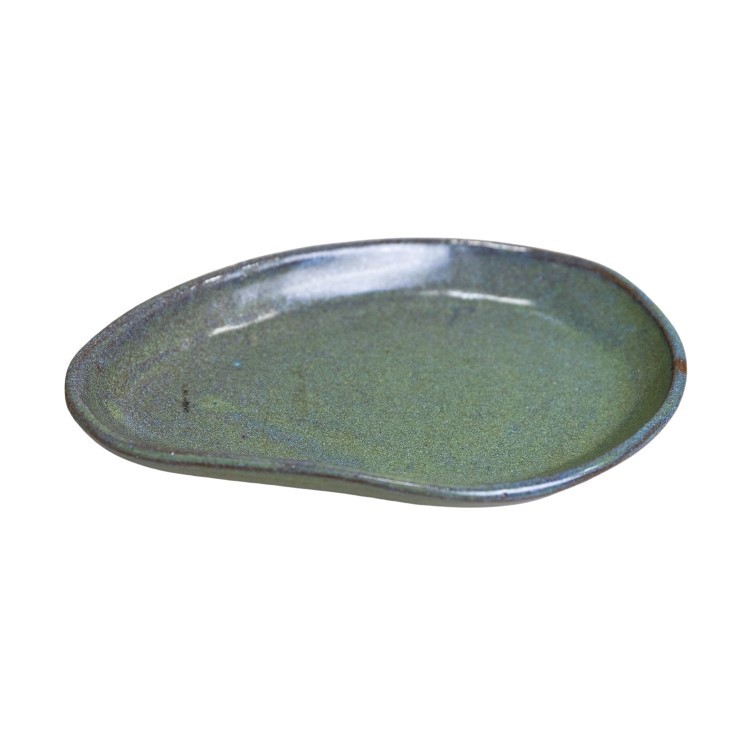 PRATO APARADOR IRREGULAR CERÂMICA 17,5 × 11,5 CM VERDE REAL 