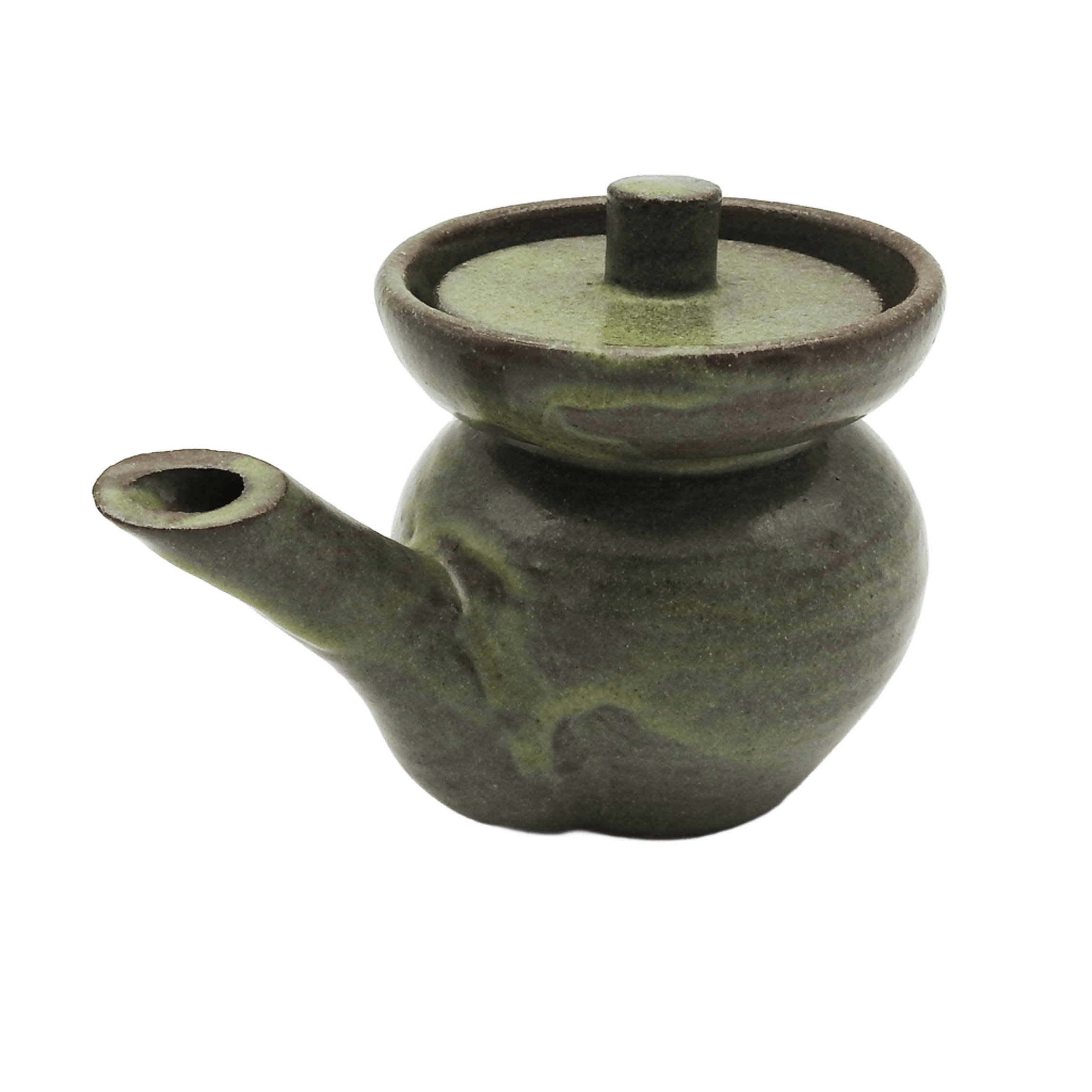 MOLHEIRA BICO CERÂMICA COM TAMPA STONEWARE NATIVA 140ML VERDE REAL 
