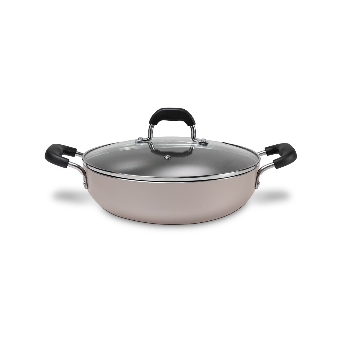WOK ALUMÍNIO ANTIADERENTE TAMPA VIDRO 28CM 3,55L CINZA SAFFRON  