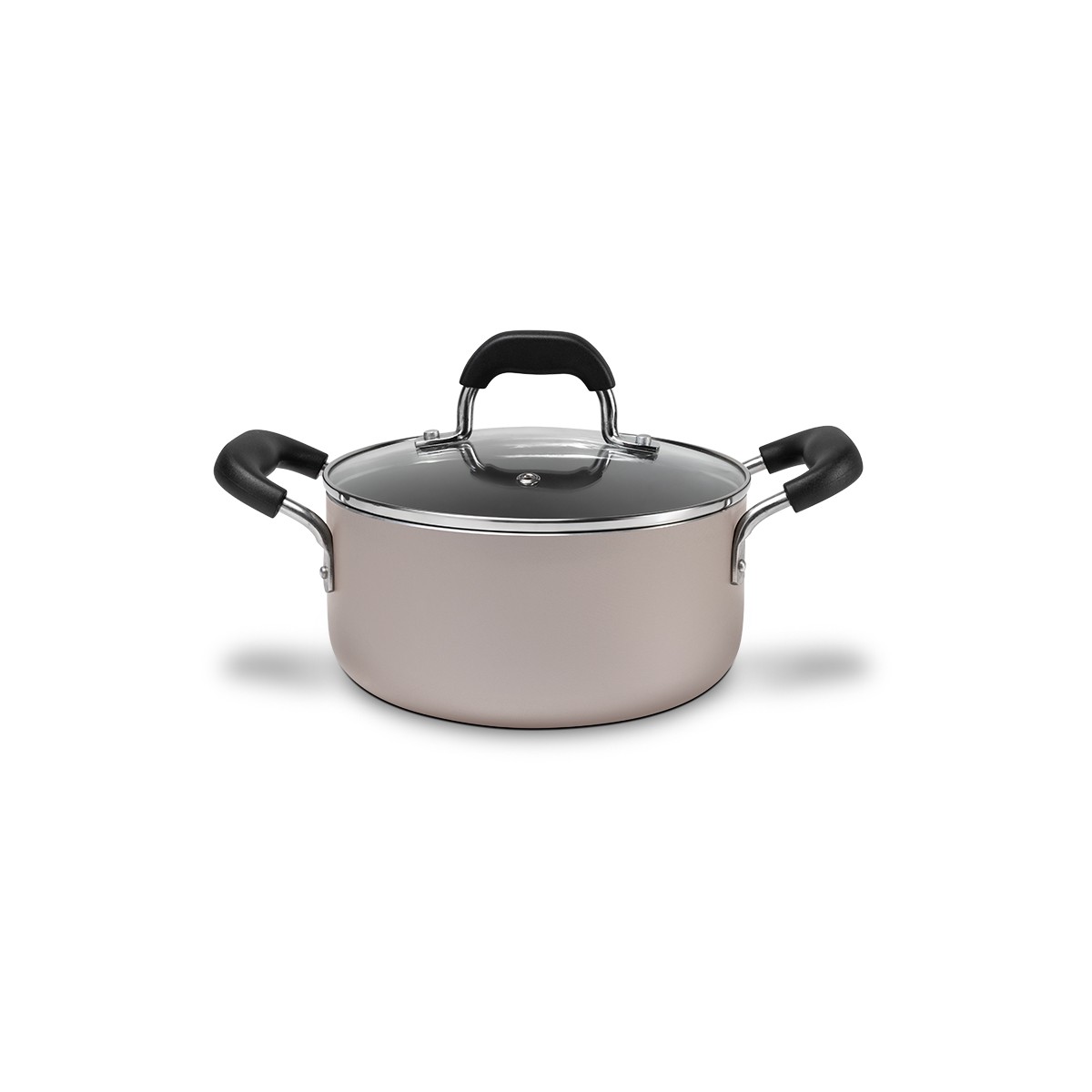 CAÇAROLA ALUMÍNIO ANTIADERENTE TAMPA VIDRO 21CM 2,7L CINZA SAFFRON  