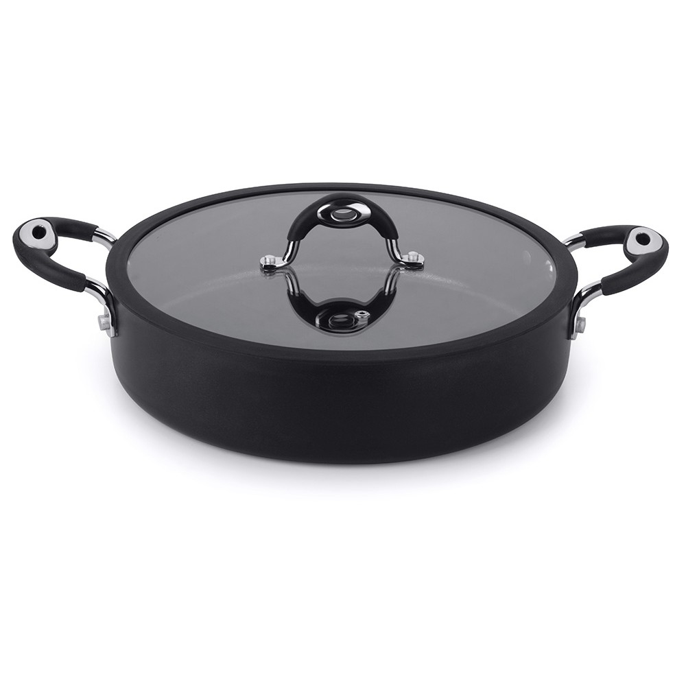 PAELLERA ALUMÍNIO ANTIADERENTE TAMPA VIDRO 30CM 4,8L PRETA DOM 49330 