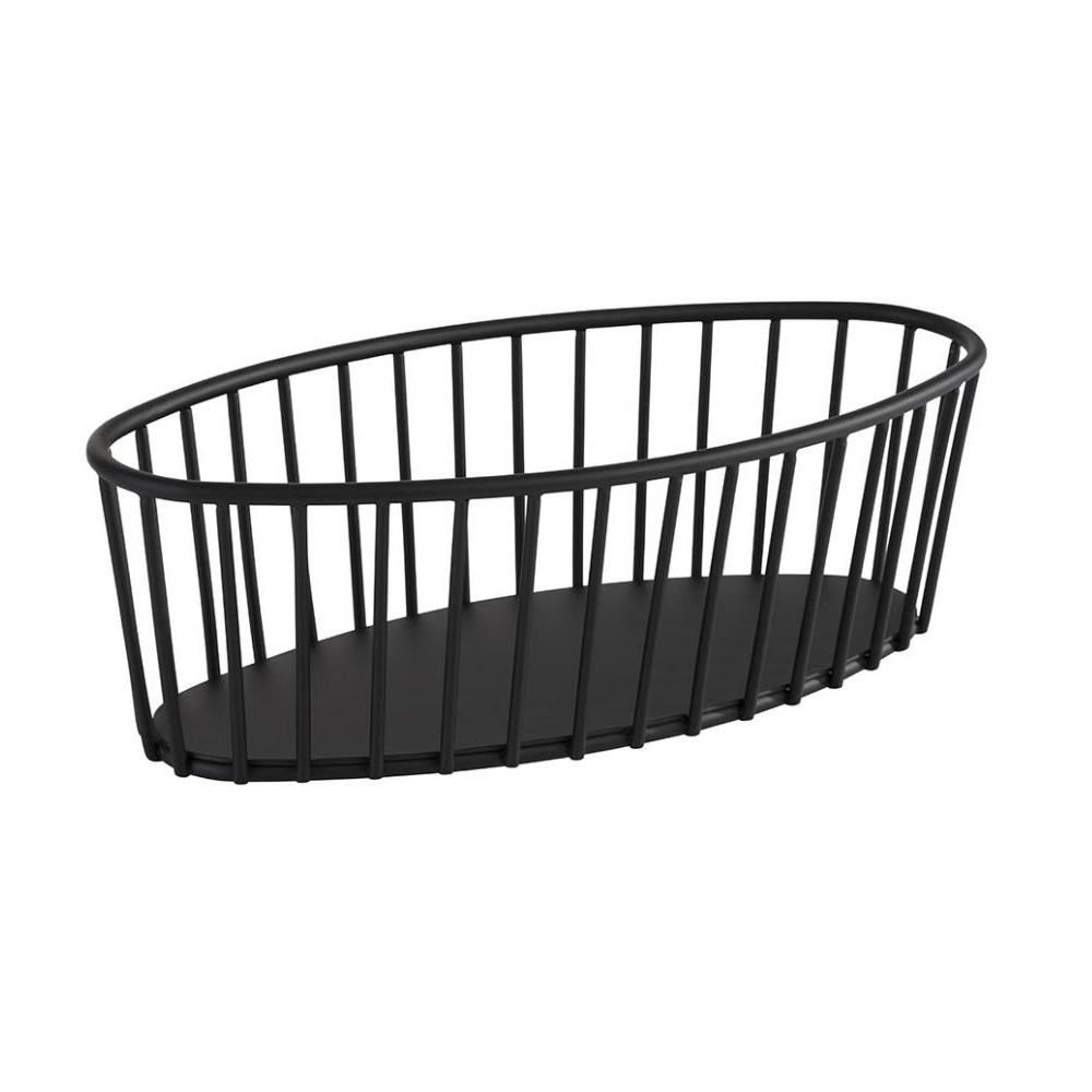 CESTA OVAL EMPILHÁVEL METAL 21X10CM PRETO URBAN    