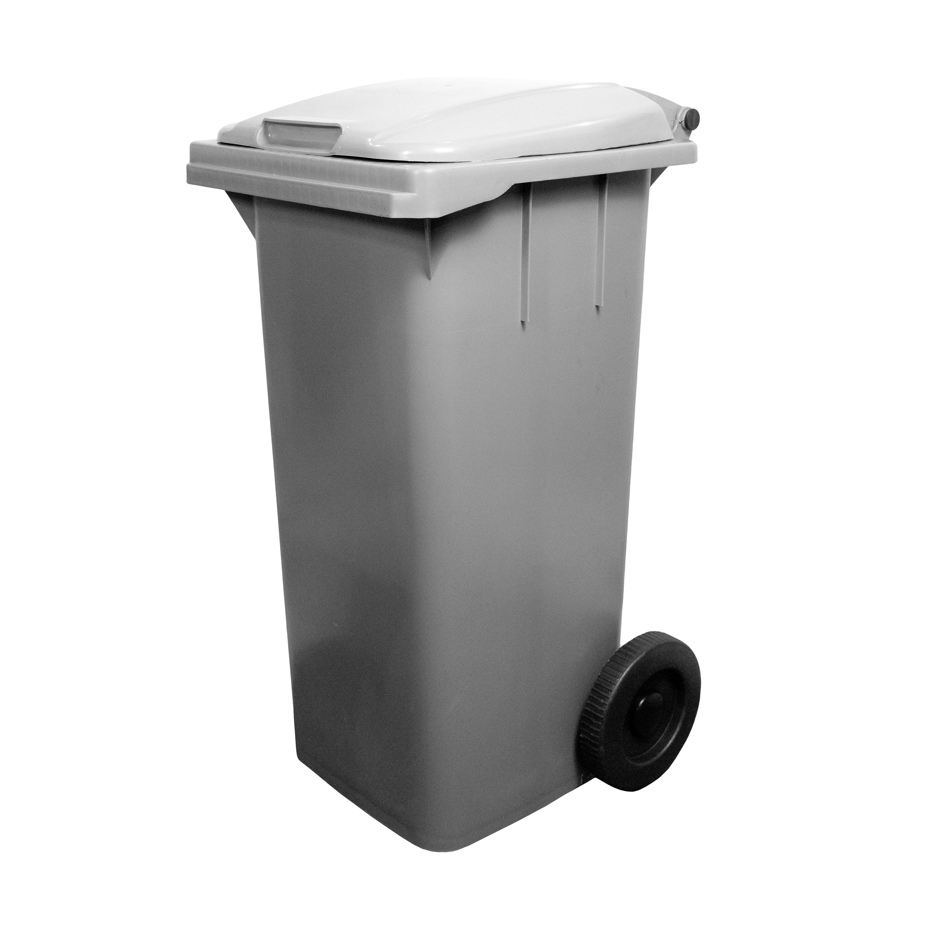 LIXEIRA PLÁSTICA TAMPA/RODA 120L 55X48CM CINZA     