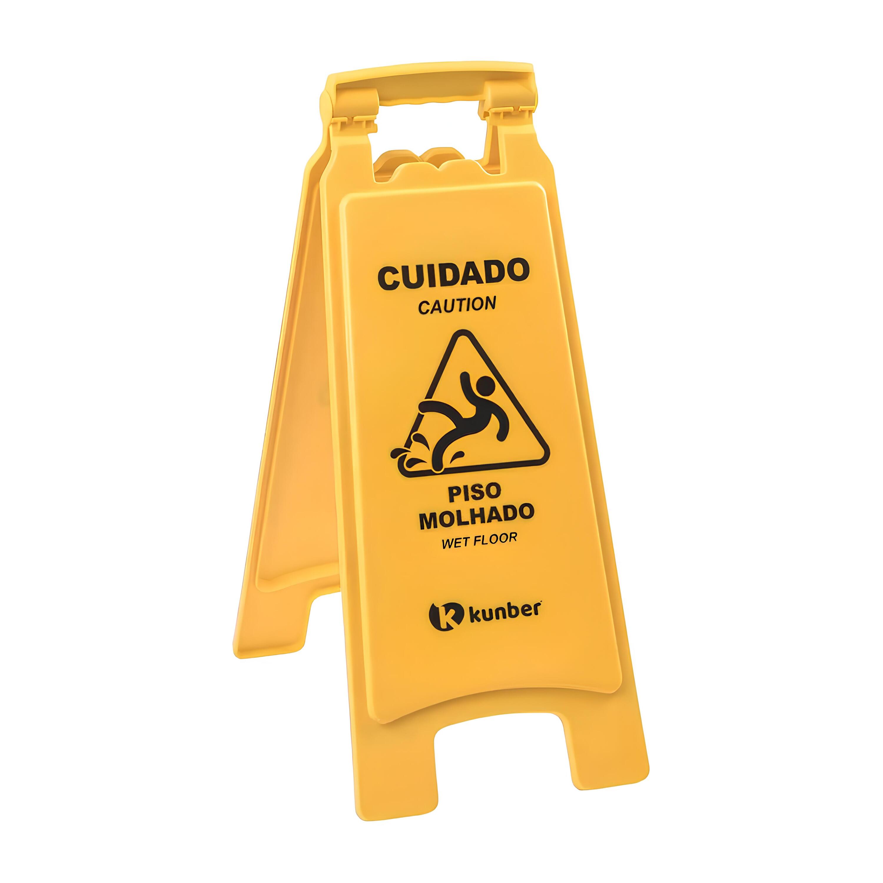 PLACA SINALIZAÇÃO PLÁSTICO PISO MOLHADO 27,5CM     