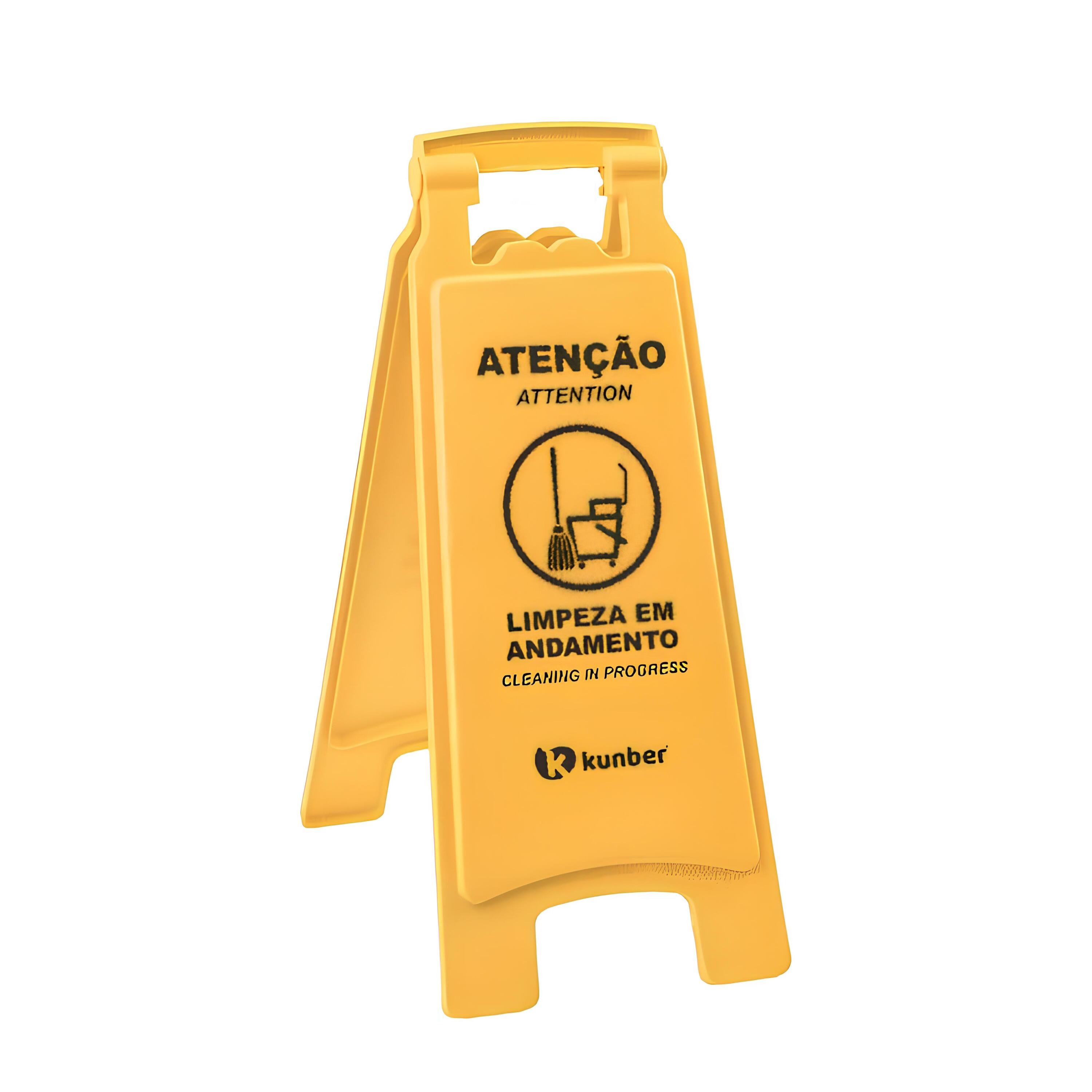 PLACA SINALIZAÇÃO PLÁSTICO LIMPEZA EM ANDAMENTO 27,5CM    