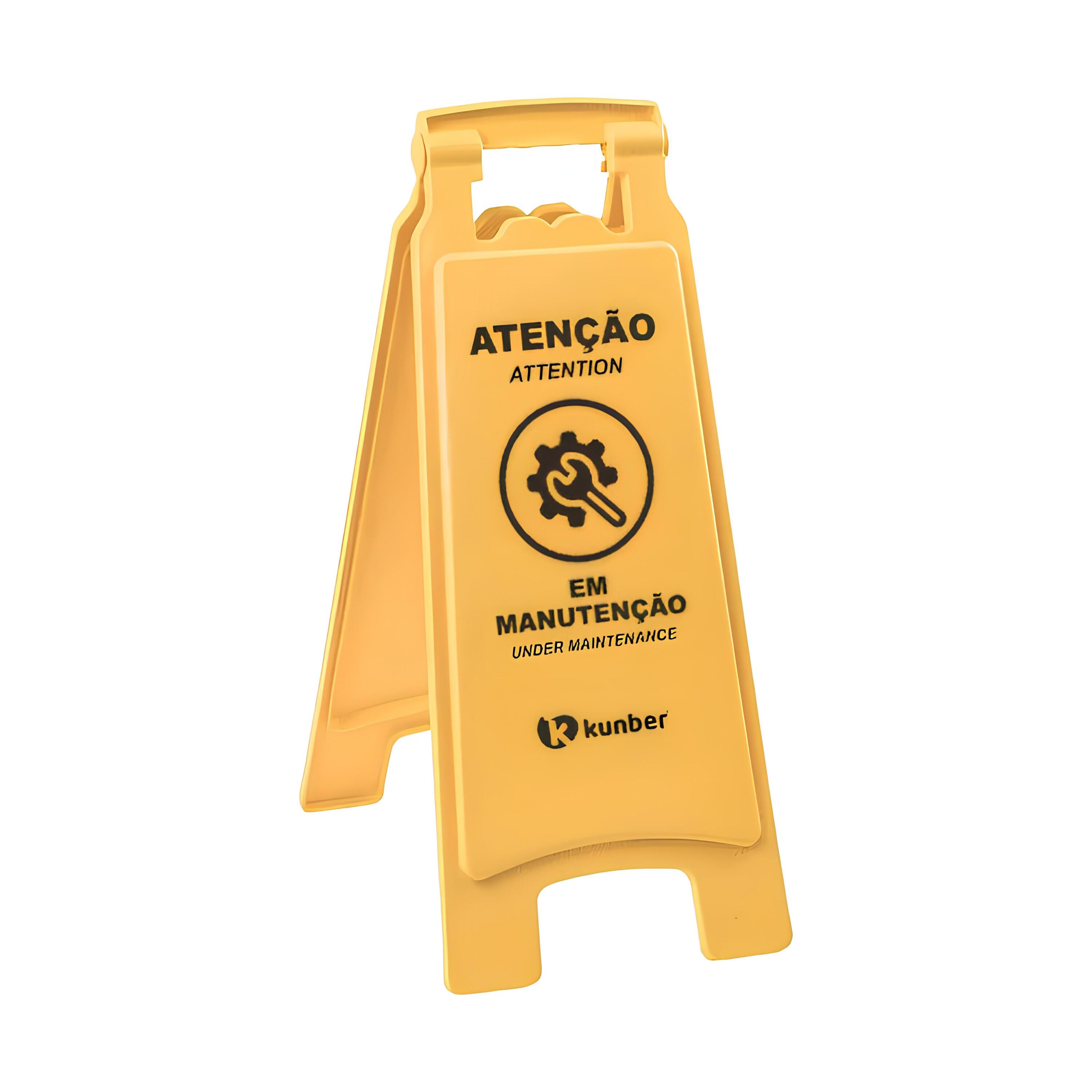 PLACA SINALIZAÇÃO PLÁSTICO EM MANUTENÇÃO 27,5CM     