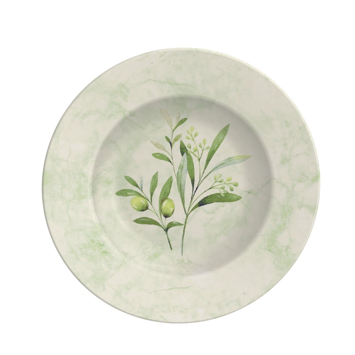 PRATO SOBREMESA PORCELANA 21CM DECORADA OLIVA     