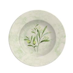 PRATO SOBREMESA PORCELANA 21CM DECORADA OLIVA     