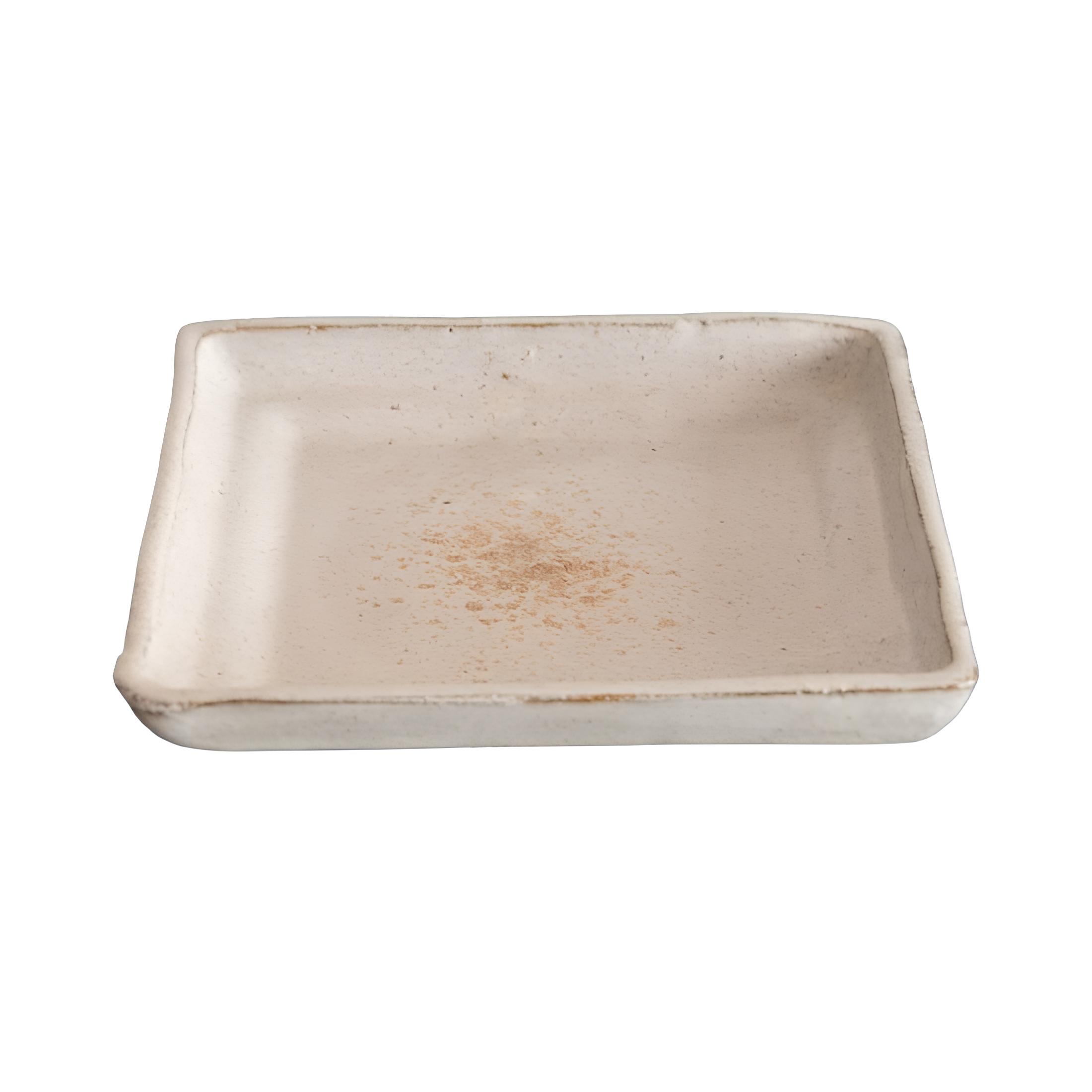 MINI PRATO APOIO TIGELA SAKÊ CERÂMICA 11,5X11,5CM BRANCO CHAPISCO ORIENTAL NATIVA