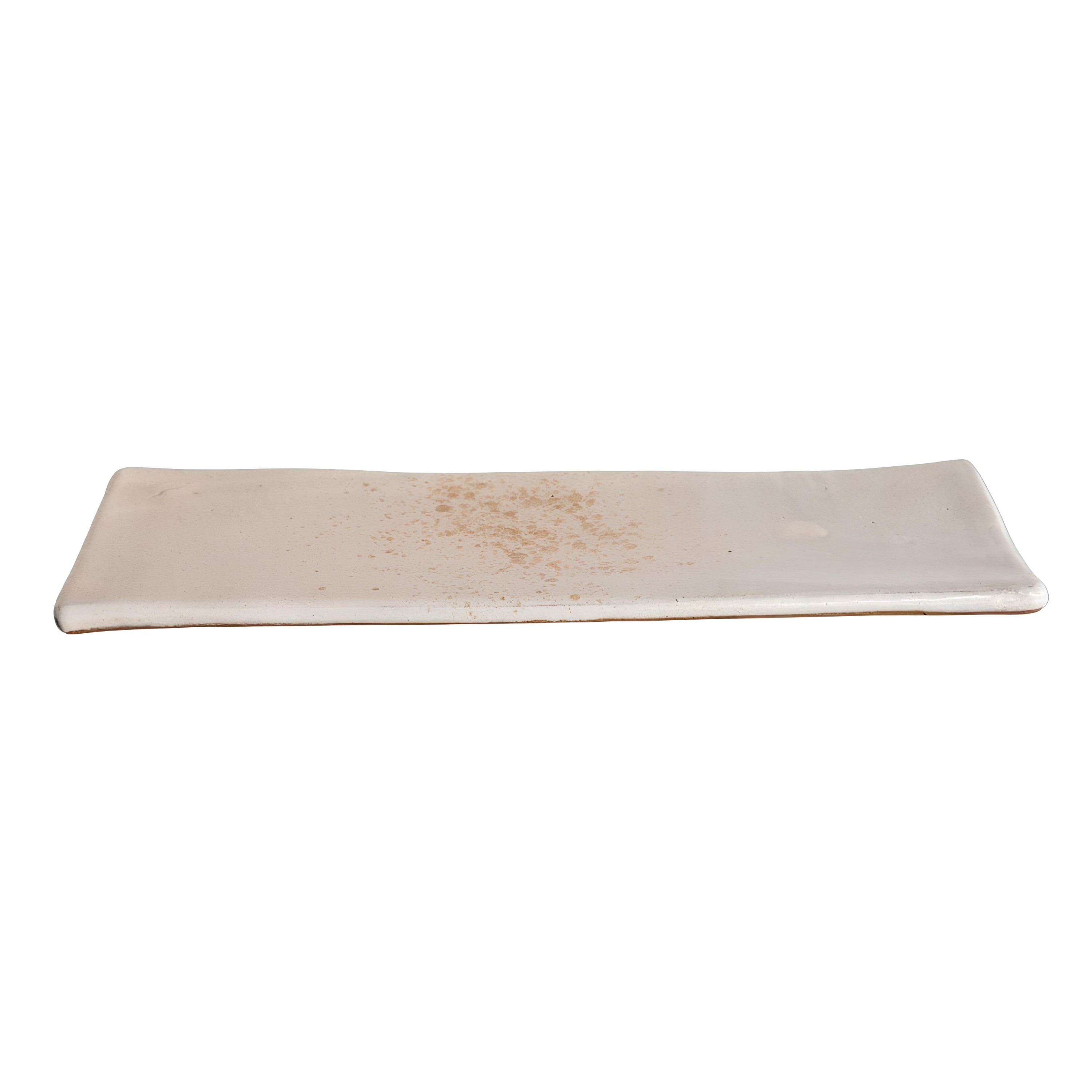 PRANCHA SUSHI CERÂMICA 30X10CM BRANCO CHAPISCO ORIENTAL NATIVA