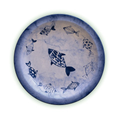 PRATO SOBREMESA PORCELANA 21CM DECORADO PEIXES     