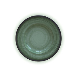 PRATO SOBREMESA PORCELANA 21CM VERDE RÚSTICO     
