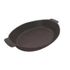 TRAVESSA OVAL FERRO FUNDIDO 24X17CM  750ML PINTURA PRETA FOSCA 