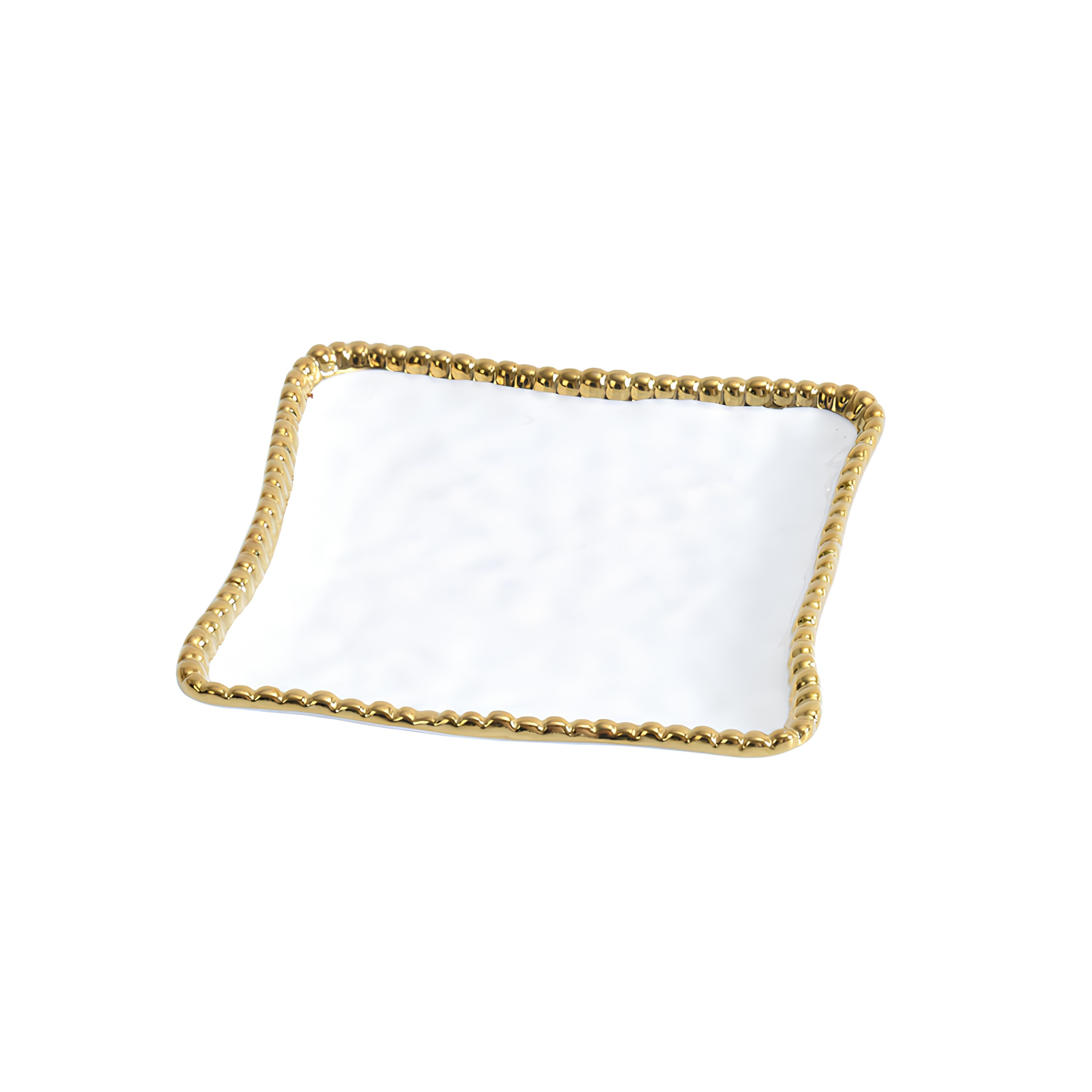 PRATO PORCELANA BORDA TITÂNIO DOURADO 16,5X16,5CM GOLDEN SALERNO PAMPA BAY