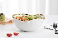 BOWL PORCELANA BORDA TITÂNIO DOURADO 22X21,6CM GOLDEN SALERNO   