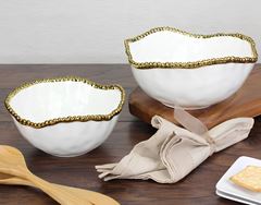 BOWL PORCELANA BORDA TITÂNIO DOURADO 22X21,6CM GOLDEN SALERNO   